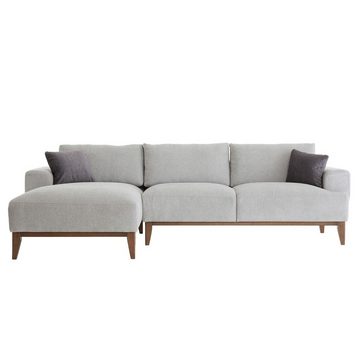 CARO-Möbel Ecksofa SATIA, Ecksofa in hellgrau gepolstert 2 großen Kissen Couch skandinavisch