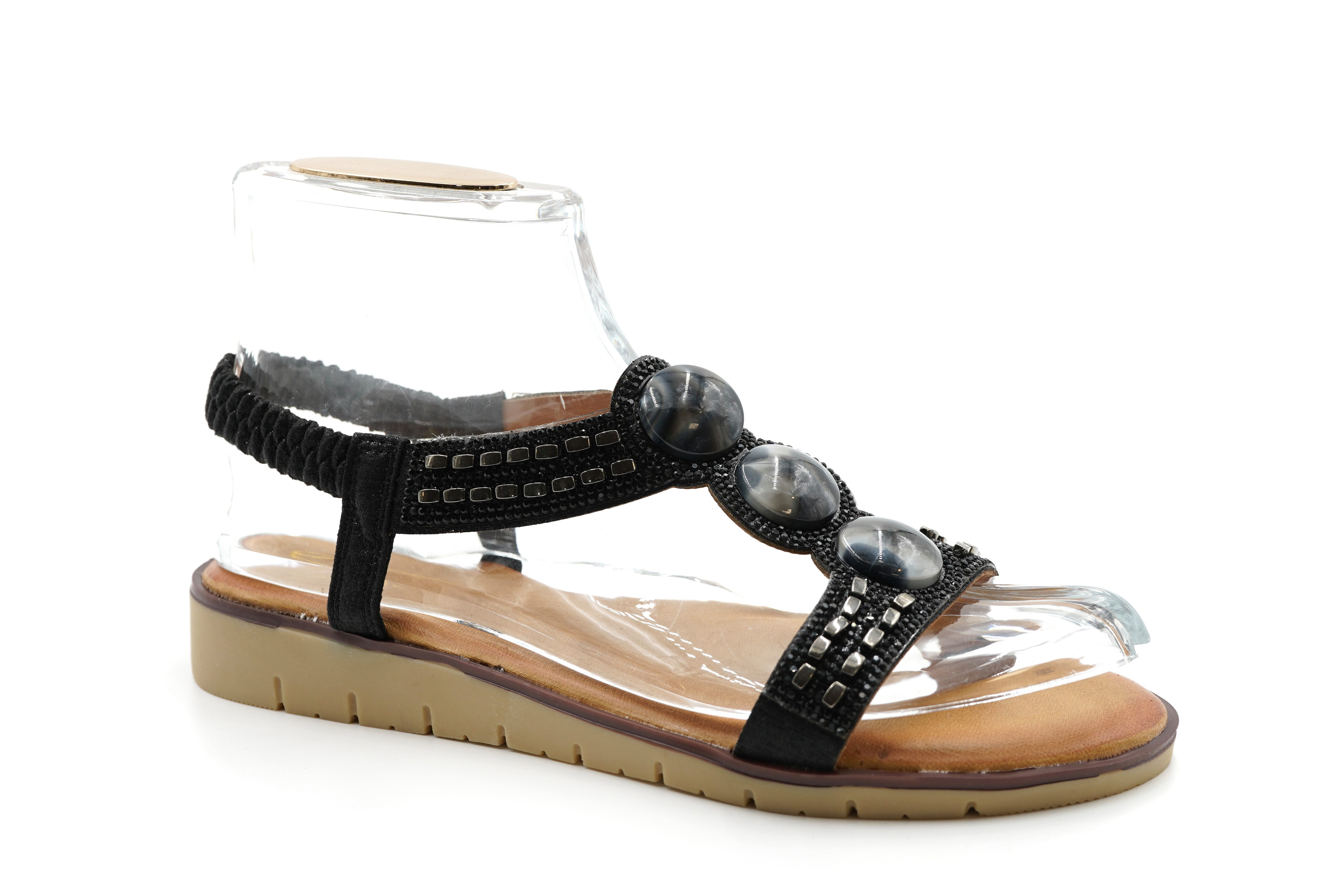 Sonderpostendiscount Damensandalen Riemchensandalen Schwarz BQ 207 günstig online kaufen