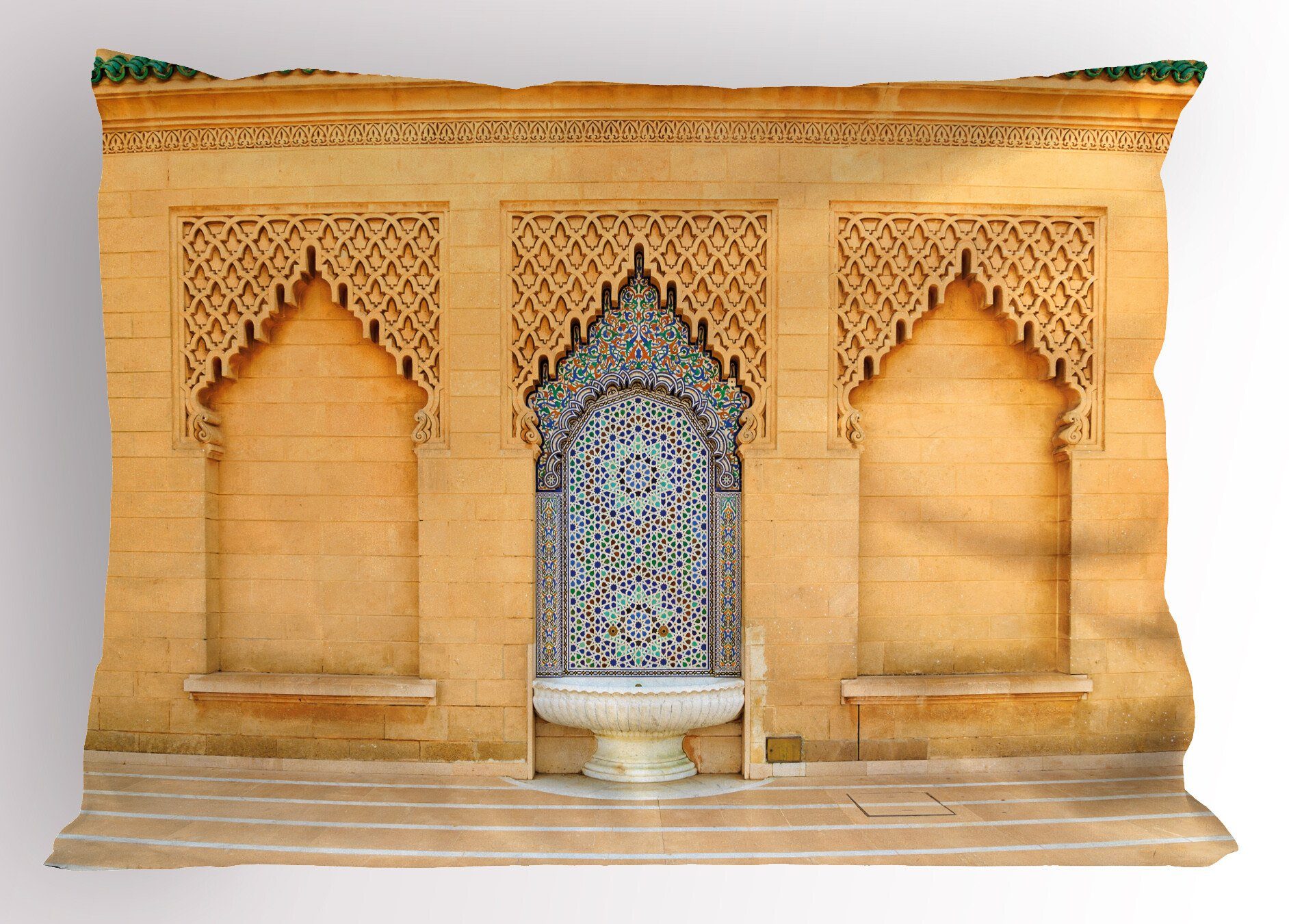 (1 Size Standard Moroccan Architektur King Abakuhaus Kissenbezug, Kissenbezüge Stück), Tile-Brunnen Dekorativer Die Gedruckter