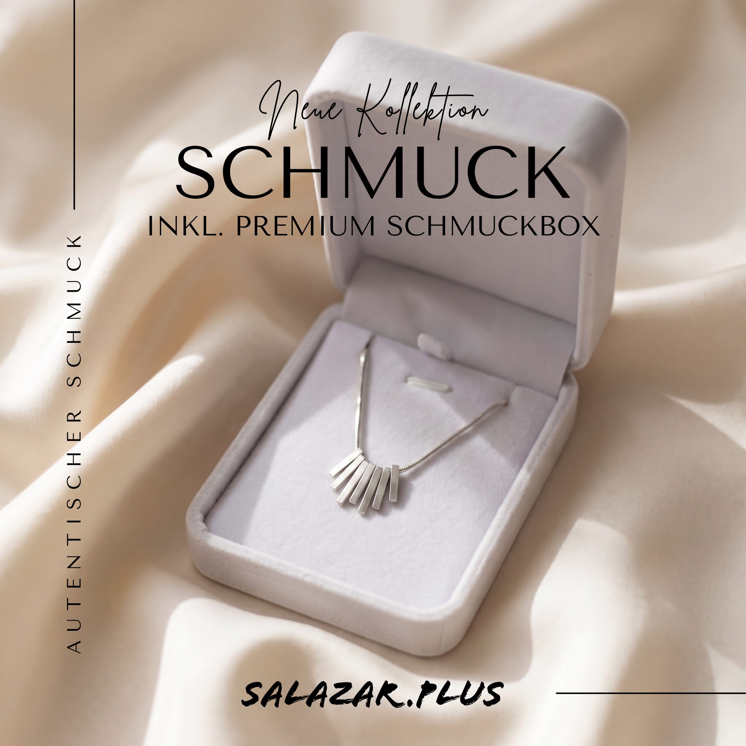 salazar.plus Kette mit Anhänger Luxus Damen Kette aus Edelstahl vergoldet Elegante Gliederkette, Wasserfest & anlauffest: Perfekt für den täglichen Look silberfarben