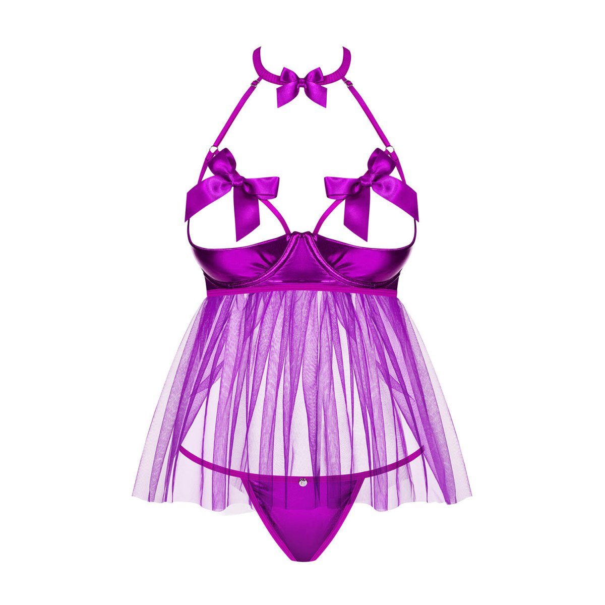 OB Delishya purple Nachthemd & - thong Obsessive (L/XL) babydoll