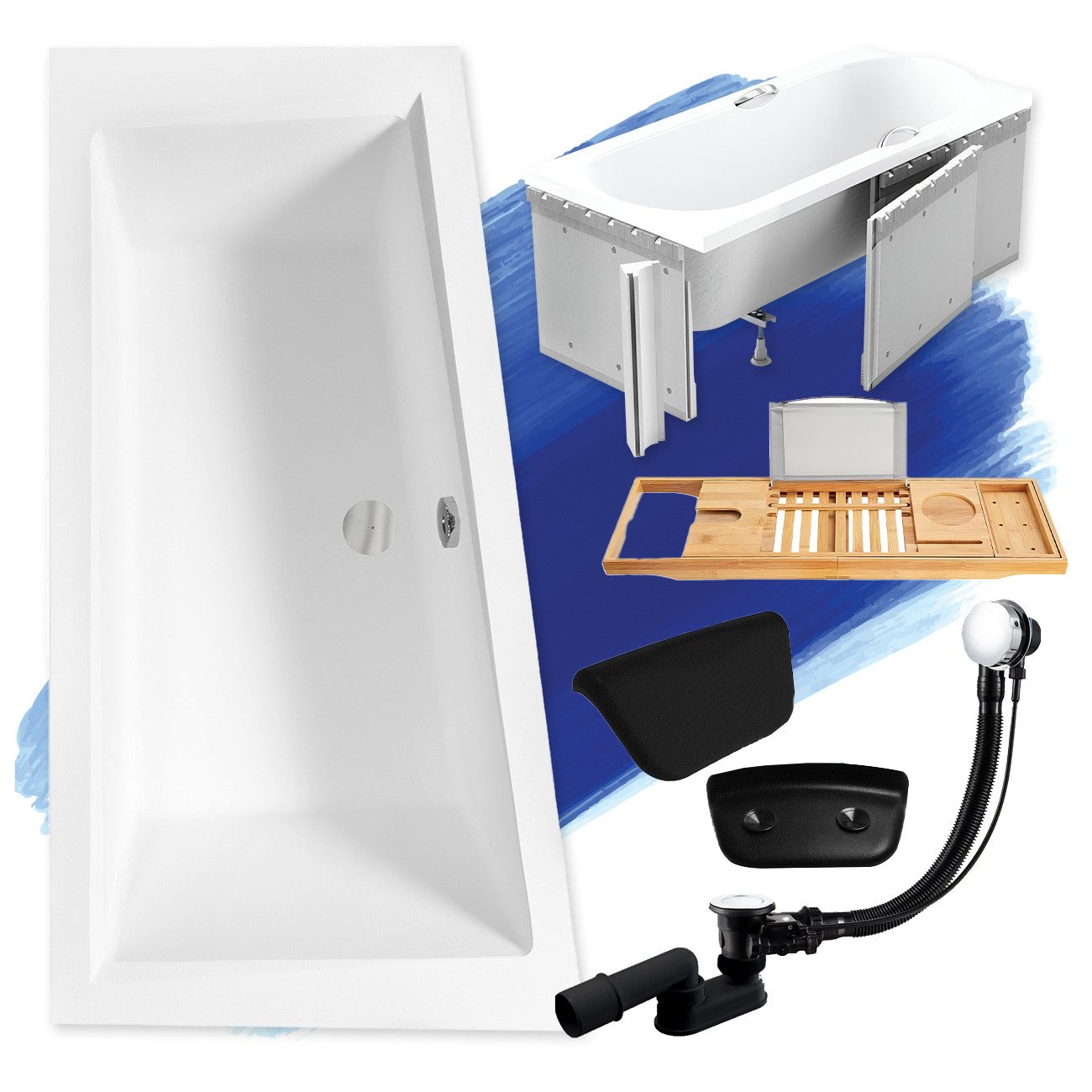 KOLMAN Badewanne Eckwanne 150x85 INTIMA Links mit Styropor + Ablage + 2 Kop günstig online kaufen