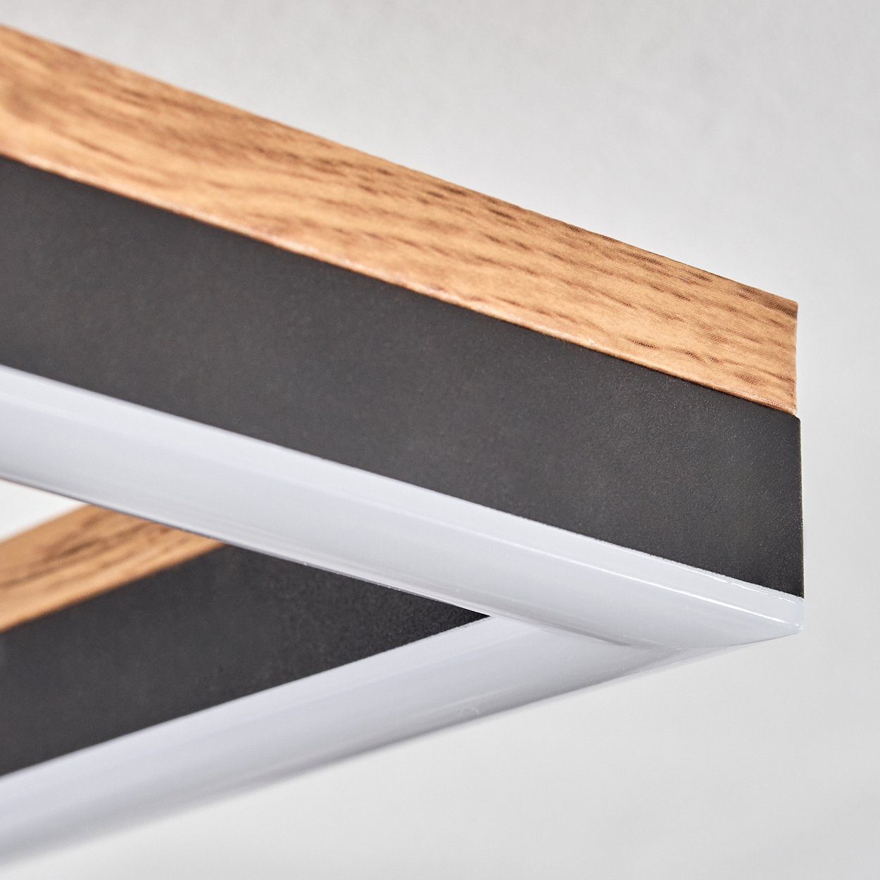 hofstein Deckenleuchte Deckenlampe aus Metall/MDF/Kunststoff in Schwarz/Holzoptik/Weiß, LED fest integriert, 3000 Kelvin, verstellbare Leuchte Länge max. 38, 18 Watt, 2100 Lumen, 3000 Kelvin