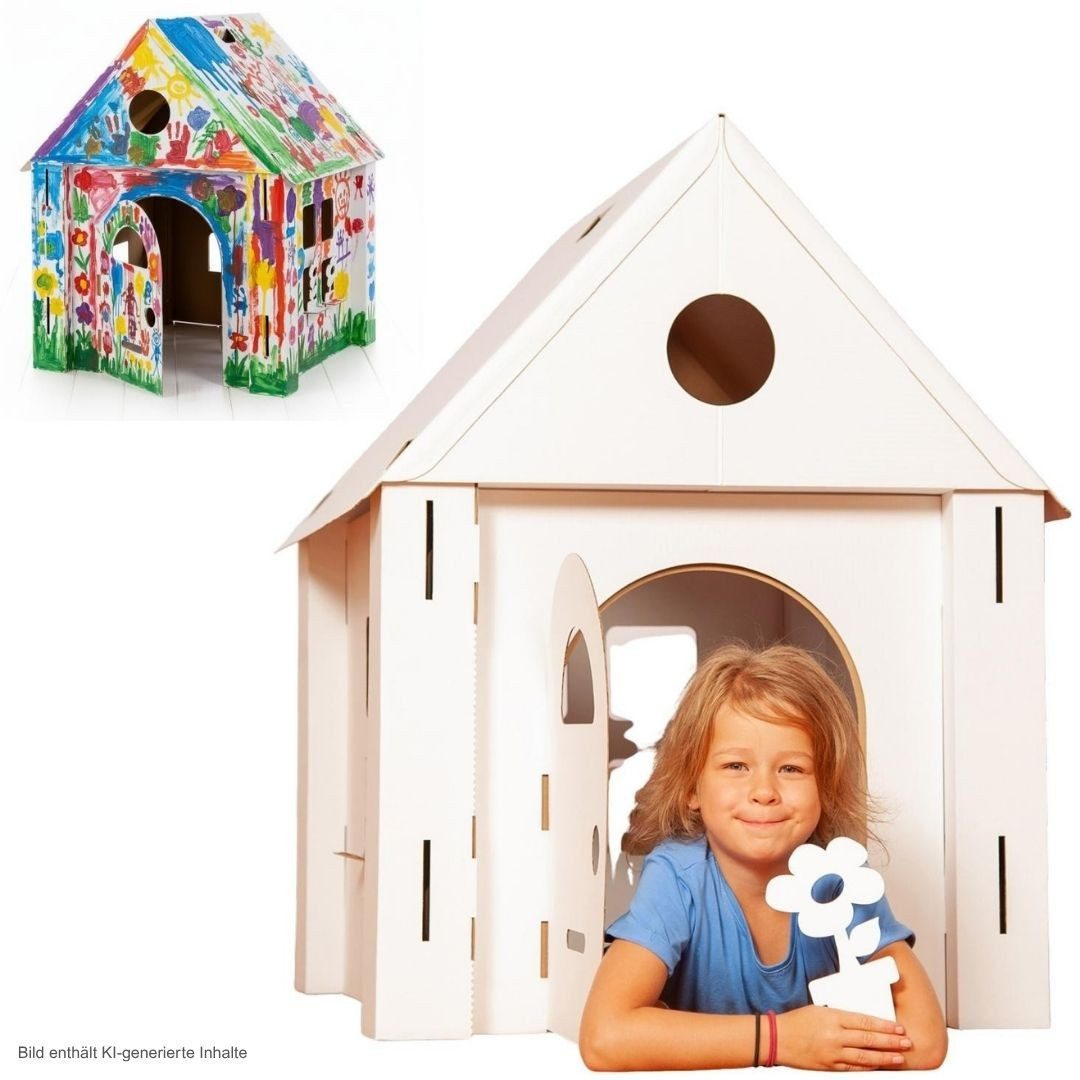 Calafant Spielhaus CALACASA großes Spielhaus aus Karton – Kinder Bastelhaus zum Bemalen