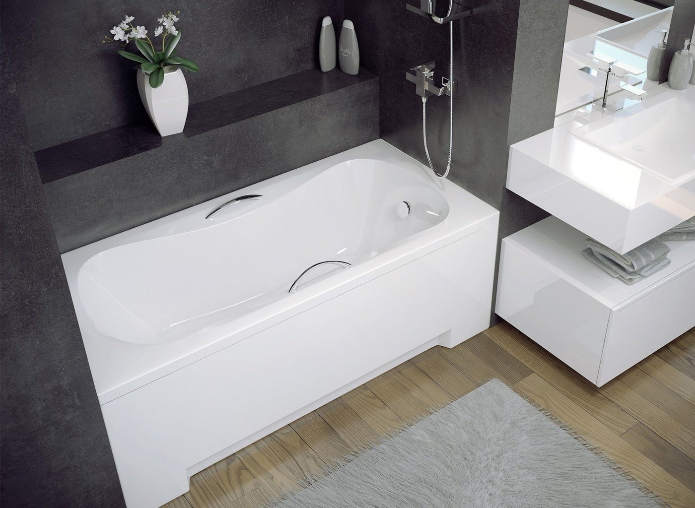 Thumbnail - KOLMAN Badewanne Rechteck Aria 140x70, Ablaufgarnitur & Füße GRATIS
