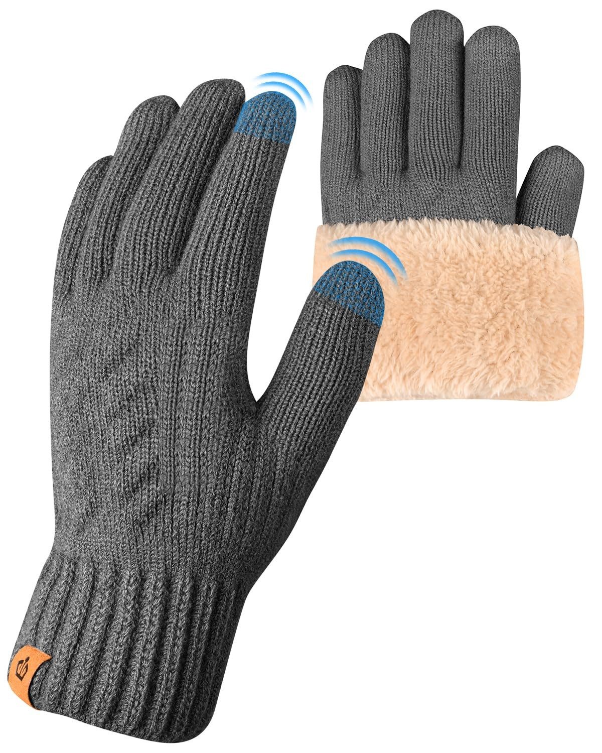 Coonoor Fleecehandschuhe Warme Winterhandschuhe Fleece Strickhandschuhe Touchscreen Thermo (für Herren Damen Weihnachten und Neujahr Geschenkideen) für Outdoor Sport Laufen Radfahren Freizeit ski reithandschuhe