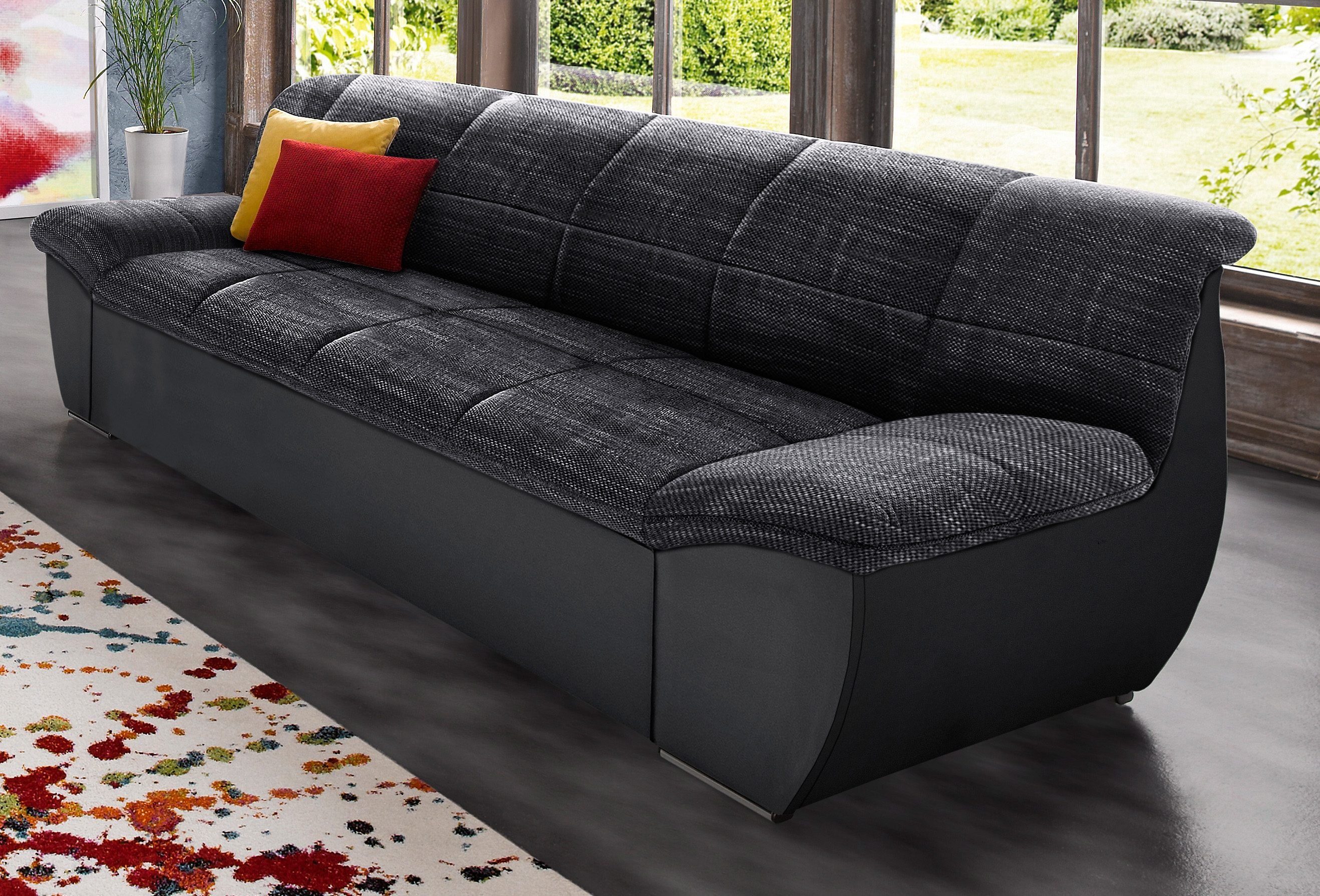 DOMO collection 3-Sitzer SPLASH Breite 232 cm, moderne Sitz- und Rückensteppung, komfortabel, flache Armlehnen zum Entspannen