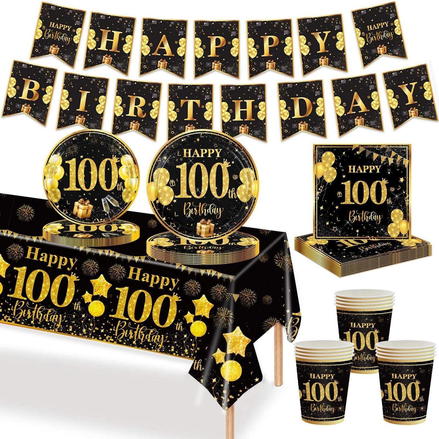 LuxusKollektion Einweggeschirr-Set Partygeschirr Set Schwarz Gold 70teilig, Papier