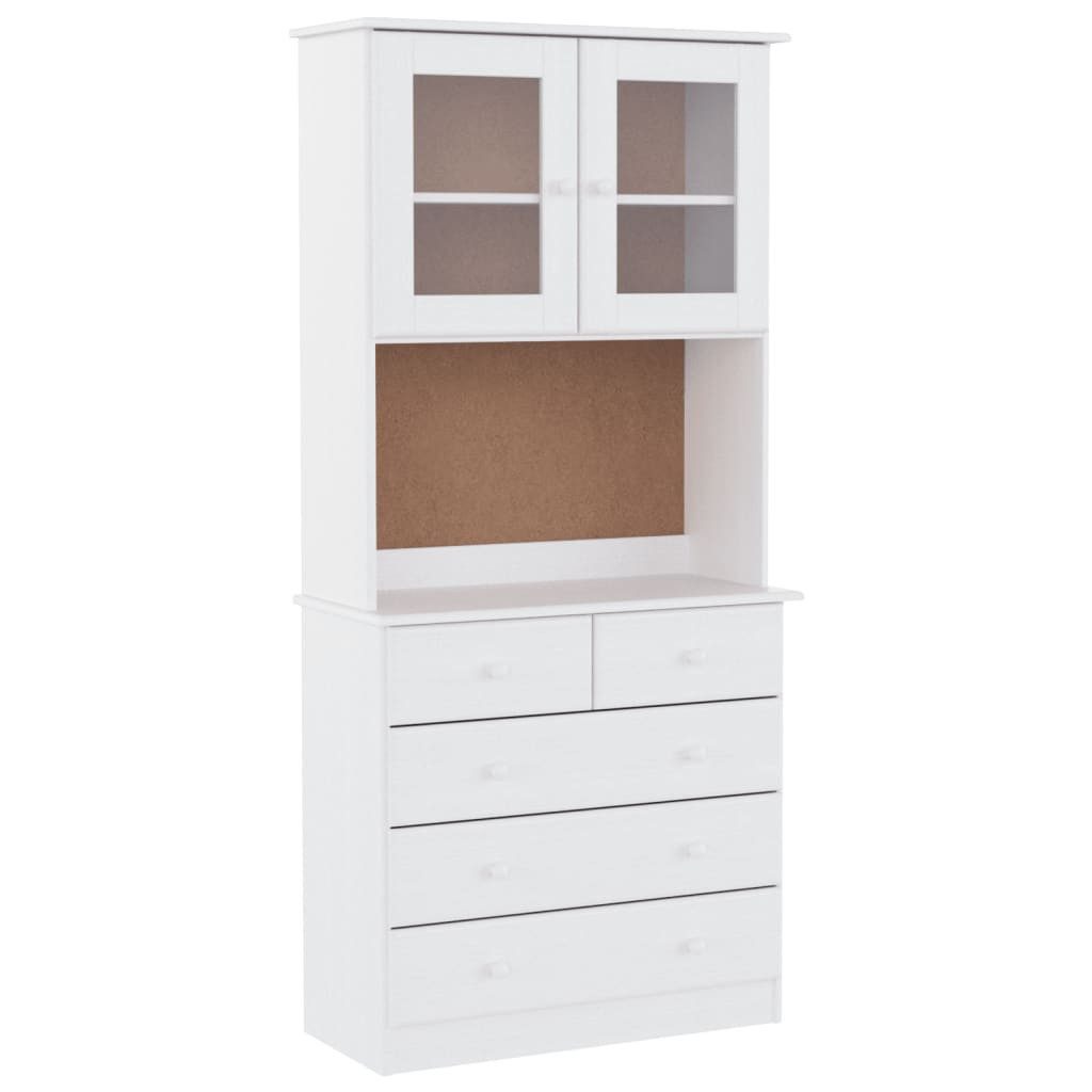 vidaXL Highboard Highboard ALTA Weiß 77x35x165 cm Massivholz Kiefer (1 St)