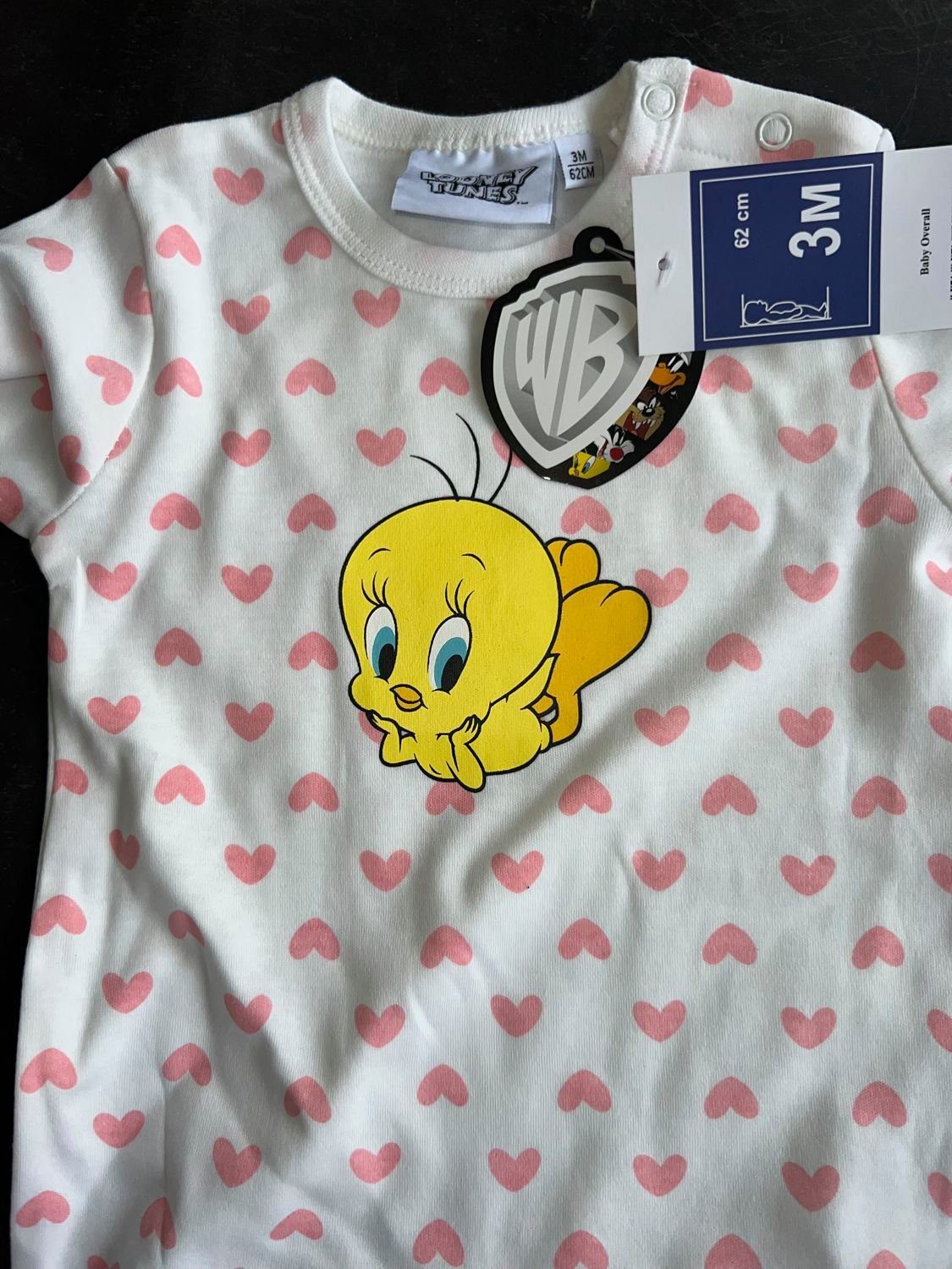 LOONEY TUNES Strampler Tweety Baby Overall Mädchen Strampler Body 3 6 12 18 24 Monate – Bild 2 von 3