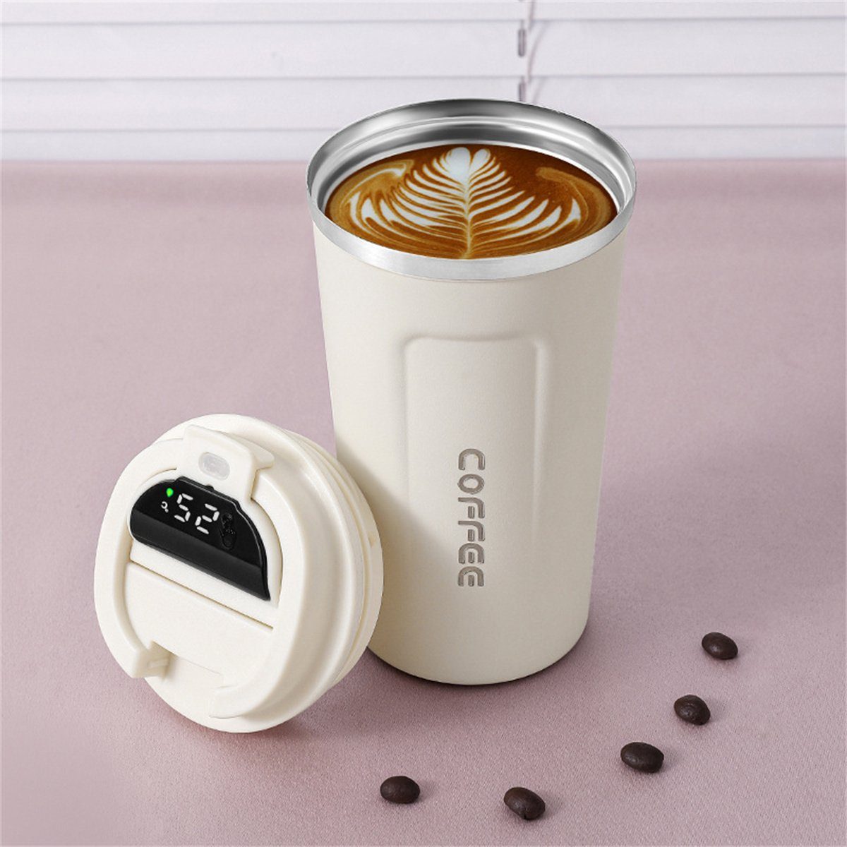 der und carefully Weiß Temperaturmessung Isolierung Thermobecher Intelligente Autokaffeetasse selected