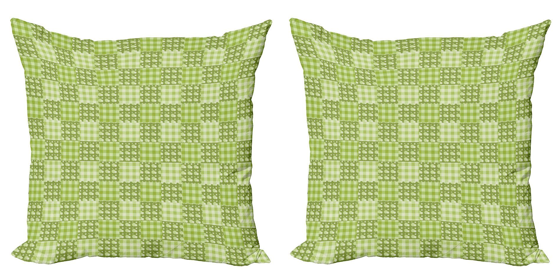 (2 Accent Green Kissenbezüge Doppelseitiger Einfaches Modern Lime Stück), Digitaldruck, Abakuhaus Kunstwerk Patchwork