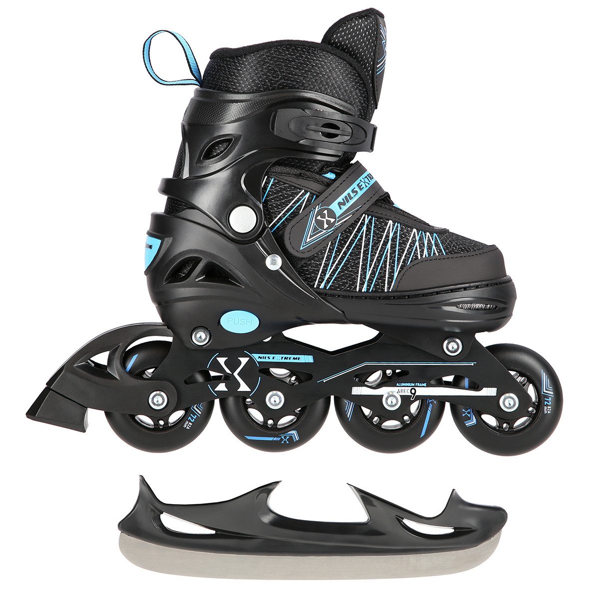 Inlineskates 2-IN-1 Inliner Schlittschuhe Rollschuhe Eishockey wechselbare Kufen