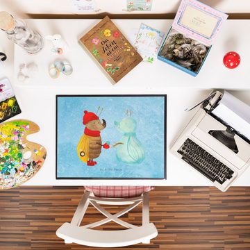 Mr. & Mrs. Panda Schreibtischunterlage Nachtfalter Schneemann - Eisblau - Geschenk, Schreibwaren, Weihnachte, (1 tlg)