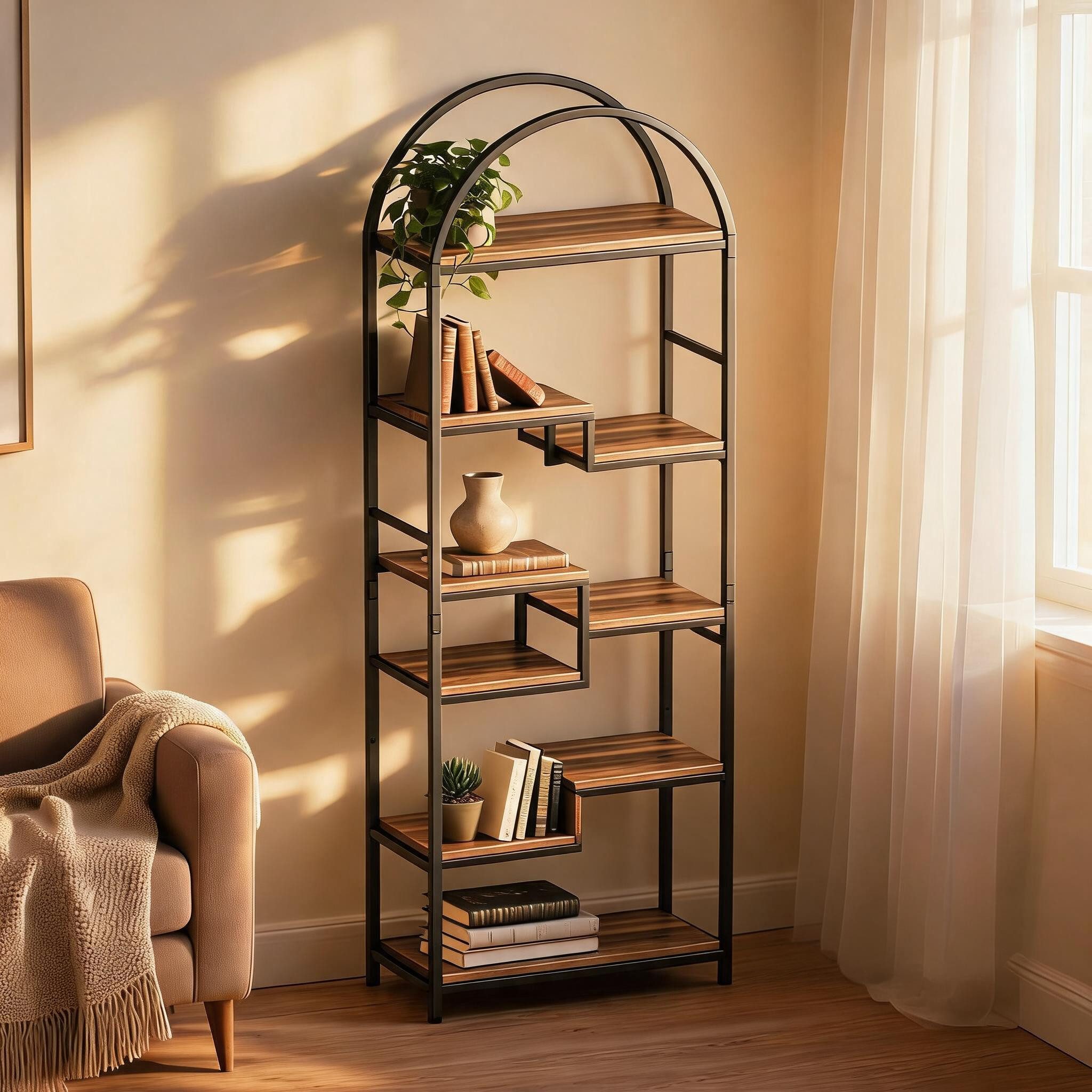 GarveeMore Bücherregal Multifunktionaler Standregal Stufenregal Stauraumregal Küchenregal, 1-tlg., 30x60x170 cm Regal Für Küche, Schlafzimmer Wohnzimmer oder Büro