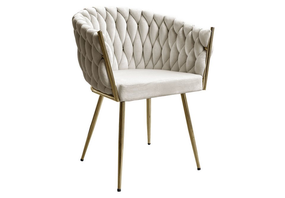 Lookway Stuhl Gepolsterter ROSALIE Samt Polsterstuhl mit Metallbeine, Breite: 65 cm, Höhe: 73 cm