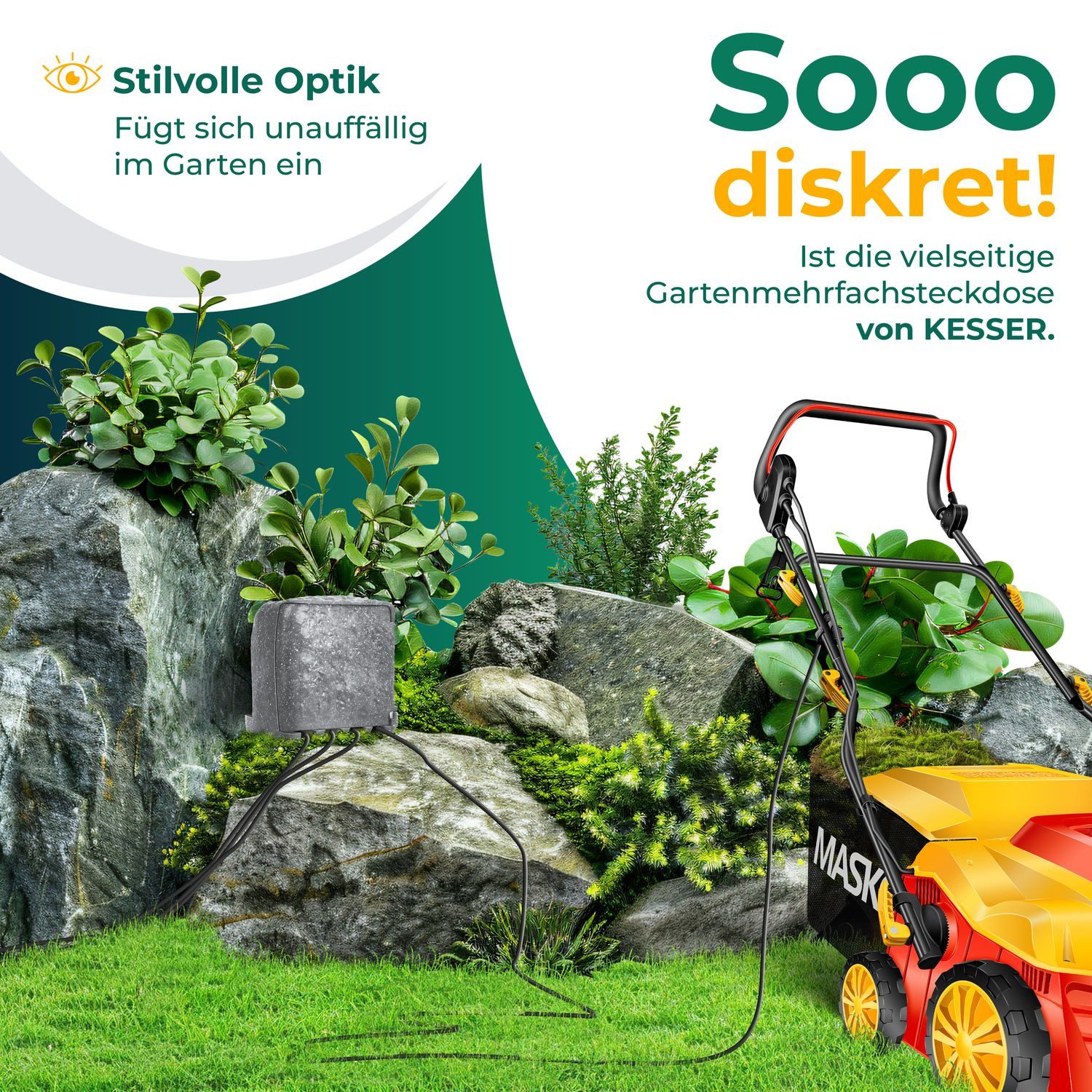 KESSER Gartensteckdose, Gartensteckdose Steinoptik mit Steckplätzen mit WiFi Fun
