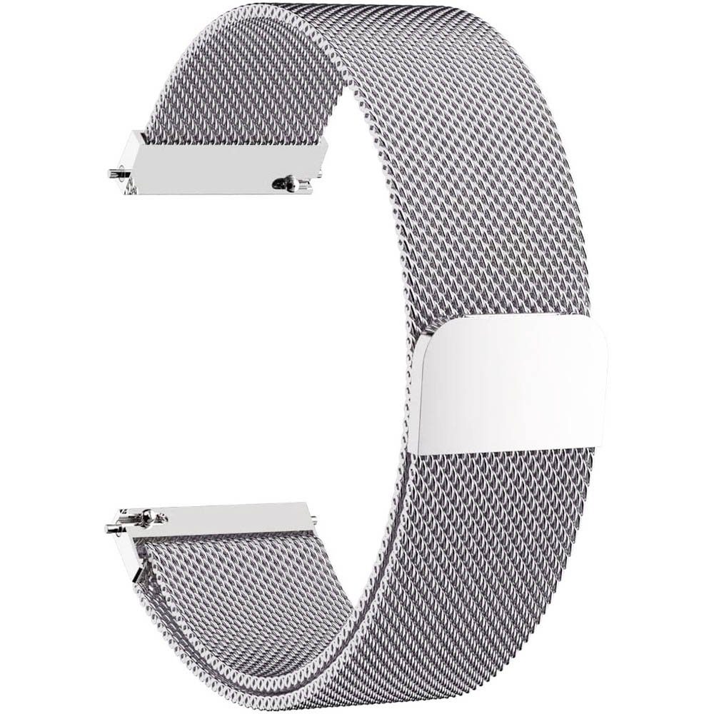 Sunicol Uhrenarmband 18/20/22mm Uhrenarmband, Mesh-Edelstahl, Magnetschließe, Schnellverschluss für Smart Watch oder normale Uhr Silber