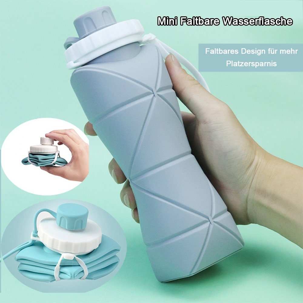 Trinkflasche Kollabierbare BPA-Frei, Wasserflaschen Sport Grau NUODWELL Silikon-Wasserflaschen,