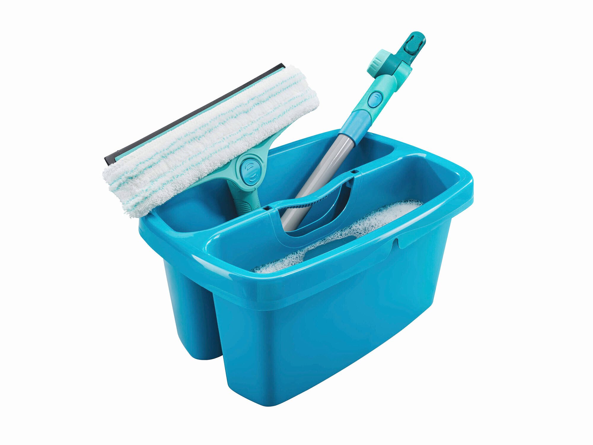 Leifheit Fenstersauger Set Fensterreinigung 4in1 FlexReach Complete, (4-St) 32 cm Abziehlippe. 4in1 Anwendung, 43 cm Stiel, reinigt Rahmen