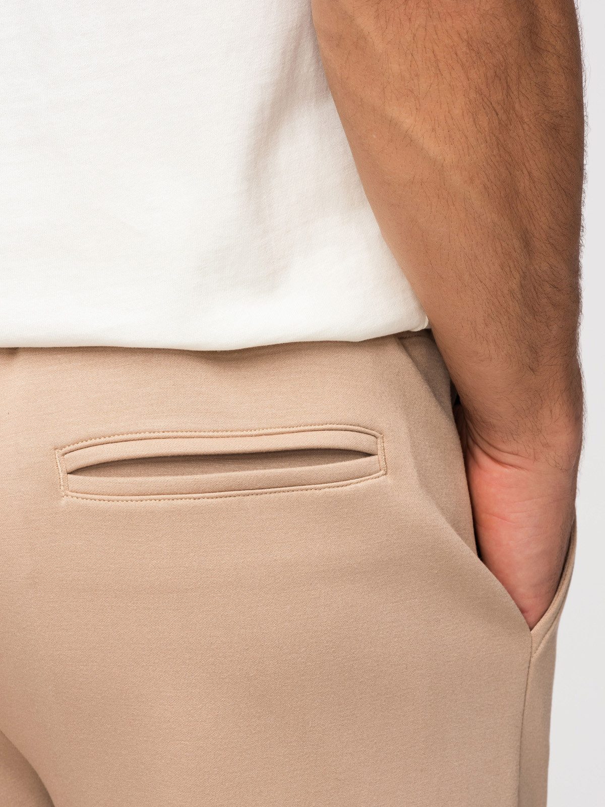 OMBRE Sweatshorts Herren Sweatshorts Regular Fit Elastischer Bund Beige L (kein Set, 1-tlg) Elastischer Bund mit Kordelzug – Bild 5 von 5