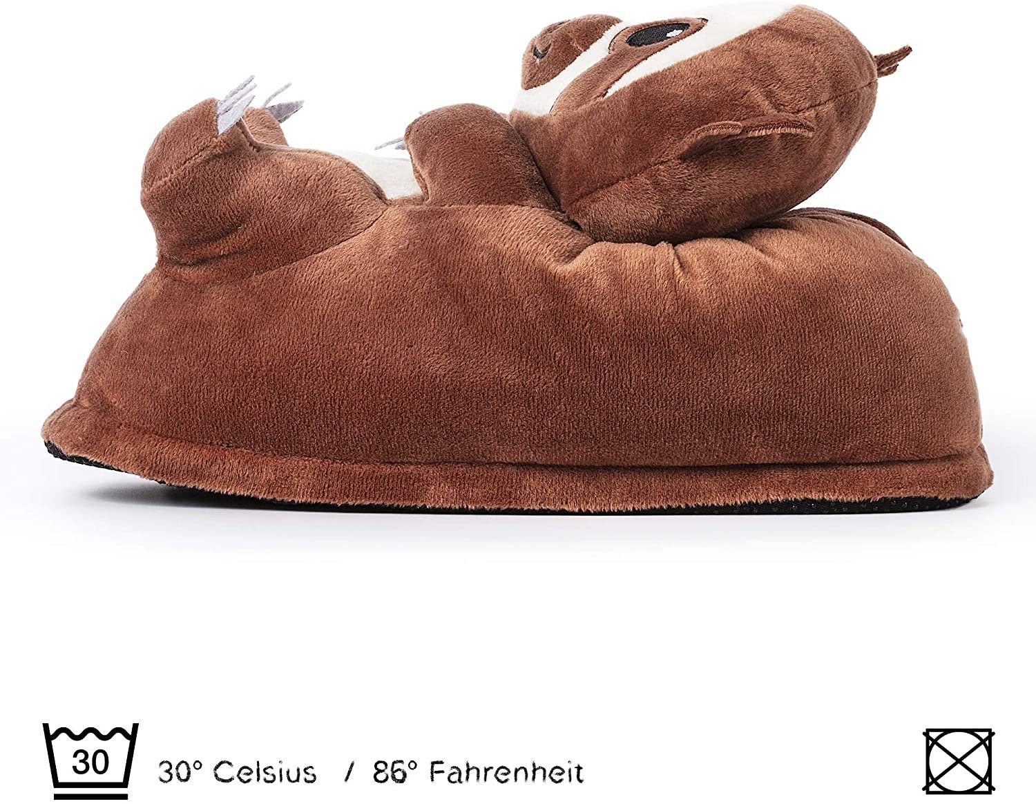 Corimori Einheitsgröße 44-48 XL Tier Pantoffeln Erwachsene Plüsch Hausschuhe – Bild 3 von 5