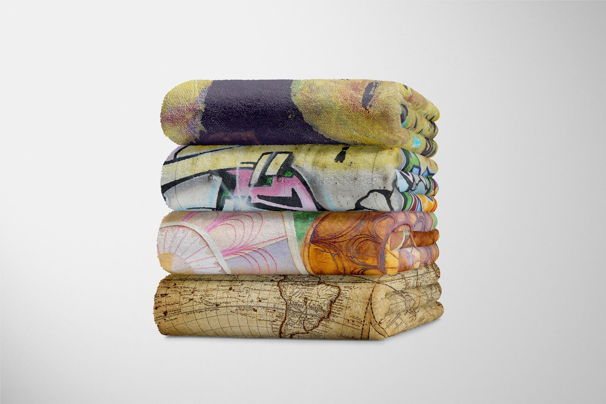 Art Sonn, Baumwolle-Polyester-Mix Handtuch Sinus Kuscheldecke Saunatuch Handtücher Strandhandtuch Fotomotiv Papierschirme Handtuch (1-St), mit