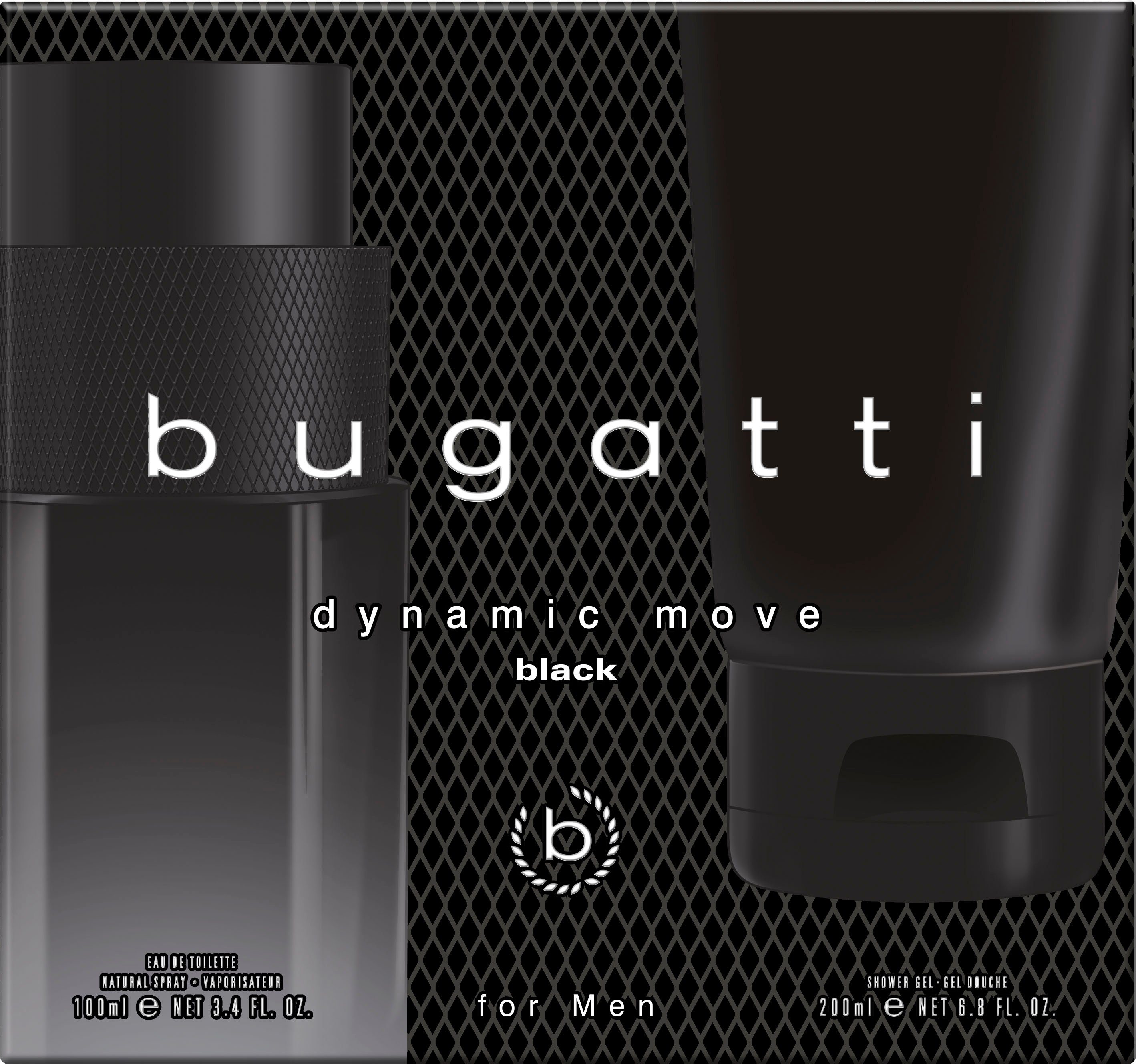 bugatti Eau black bugatti Dynamic 2-tlg. de 100ml Move EdT SG, + 200 ml GP Toilette man