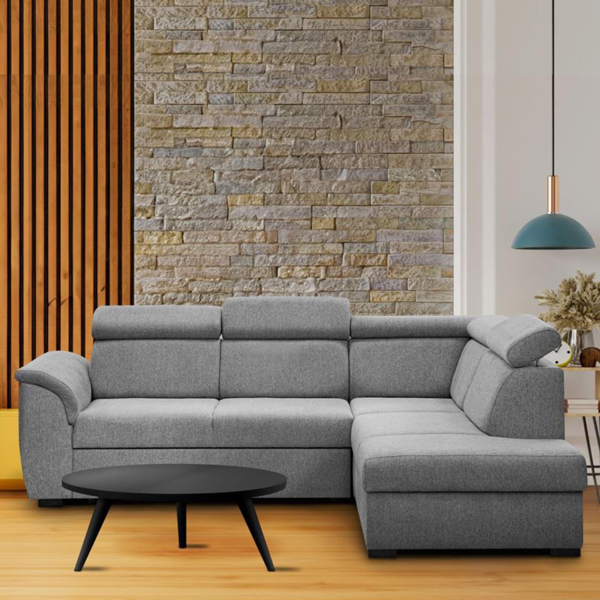 Beautysofa Ecksofa Madera, mit Schlaffunktion, Bettkasten, verstellbare Kop günstig online kaufen