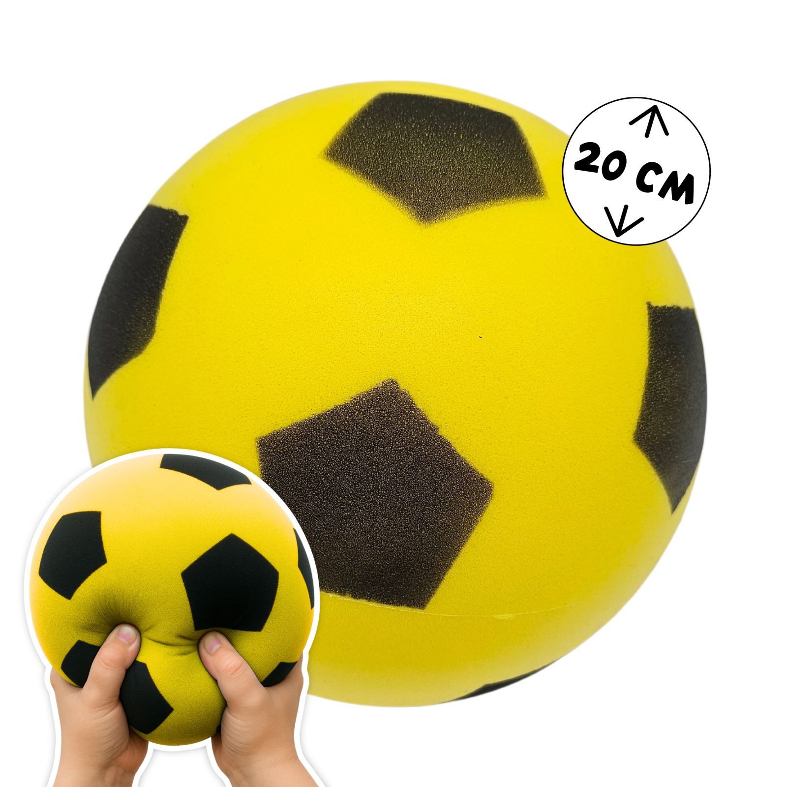 alldoro Softball Schaumstoff-Ball gelb Ø 20 cm, weicher Soft-Fußball für Kinder, Sicherer Kinderball für drinnen & draußen, geeignet ab 0 Jahren