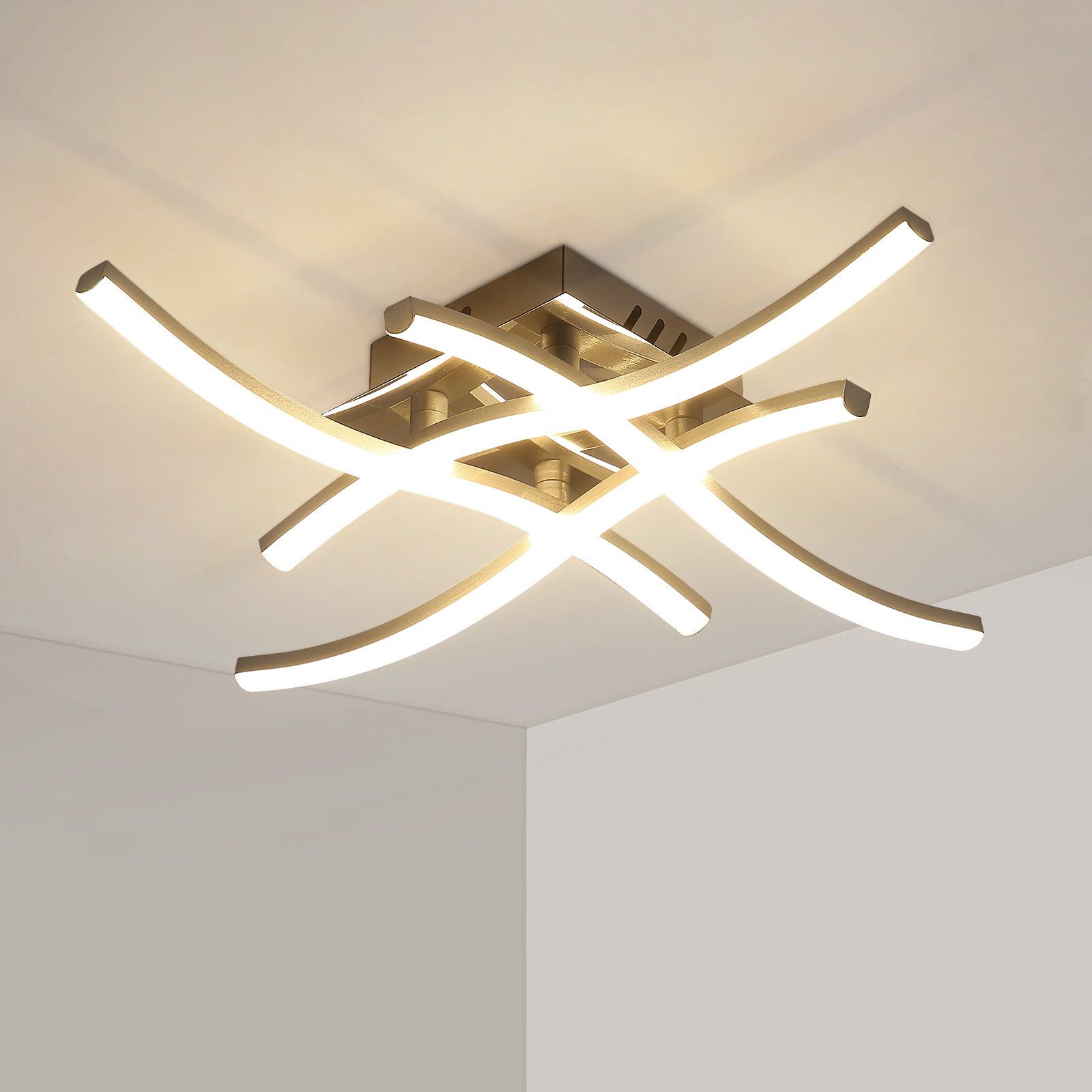 Goeco Deckenleuchte Silberne LED-Deckenleuchte in Wellenform, günstig online kaufen