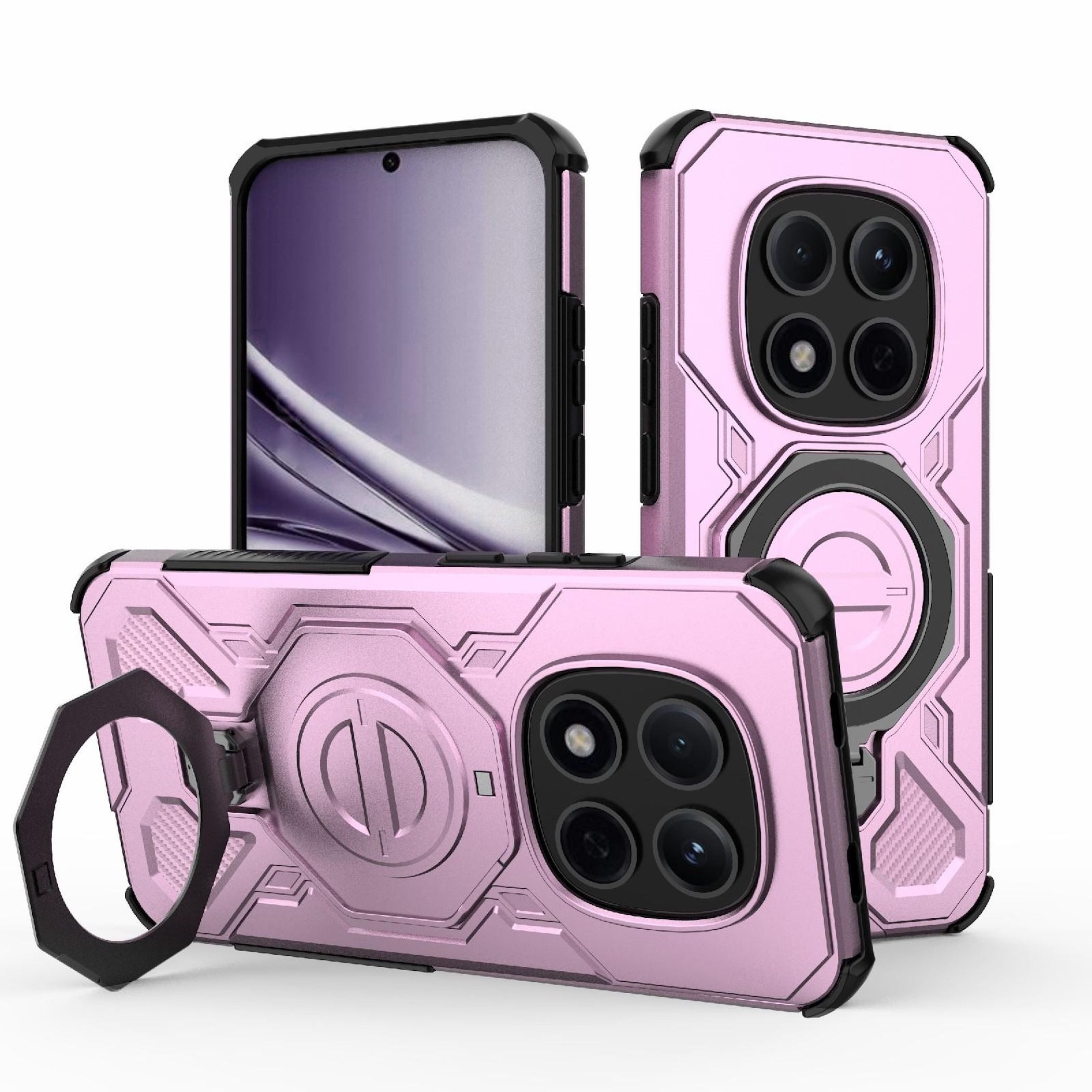 Wigento Handyhülle Magnet für Xiaomi Redmi Note 15 Pro 5G Solid Color TPU Rosa, MagSafe-kompatibel, 360° Ringhalter, stoßfest, Anti-Fingerprint
