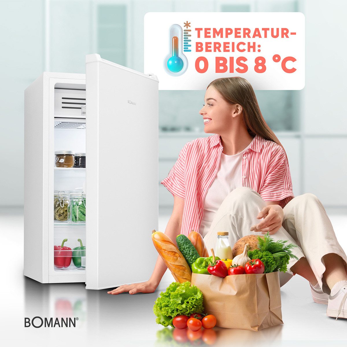 BOMANN Kühlschrank KS 7257, 85 cm hoch, 44.6 cm breit, Kühlschrank klein mit Frostfach, 83 Liter