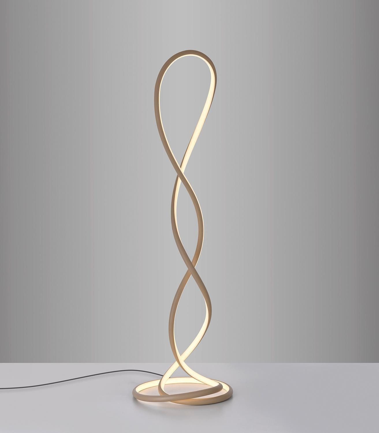 Paul Neuhaus LED Stehlampe TWIST, Sandfarben, Aluminium, mit Schnurschalter, Dimmfunktion, LED fest integriert, Extra-Warmweiß, Ø 41 x H 143 cm