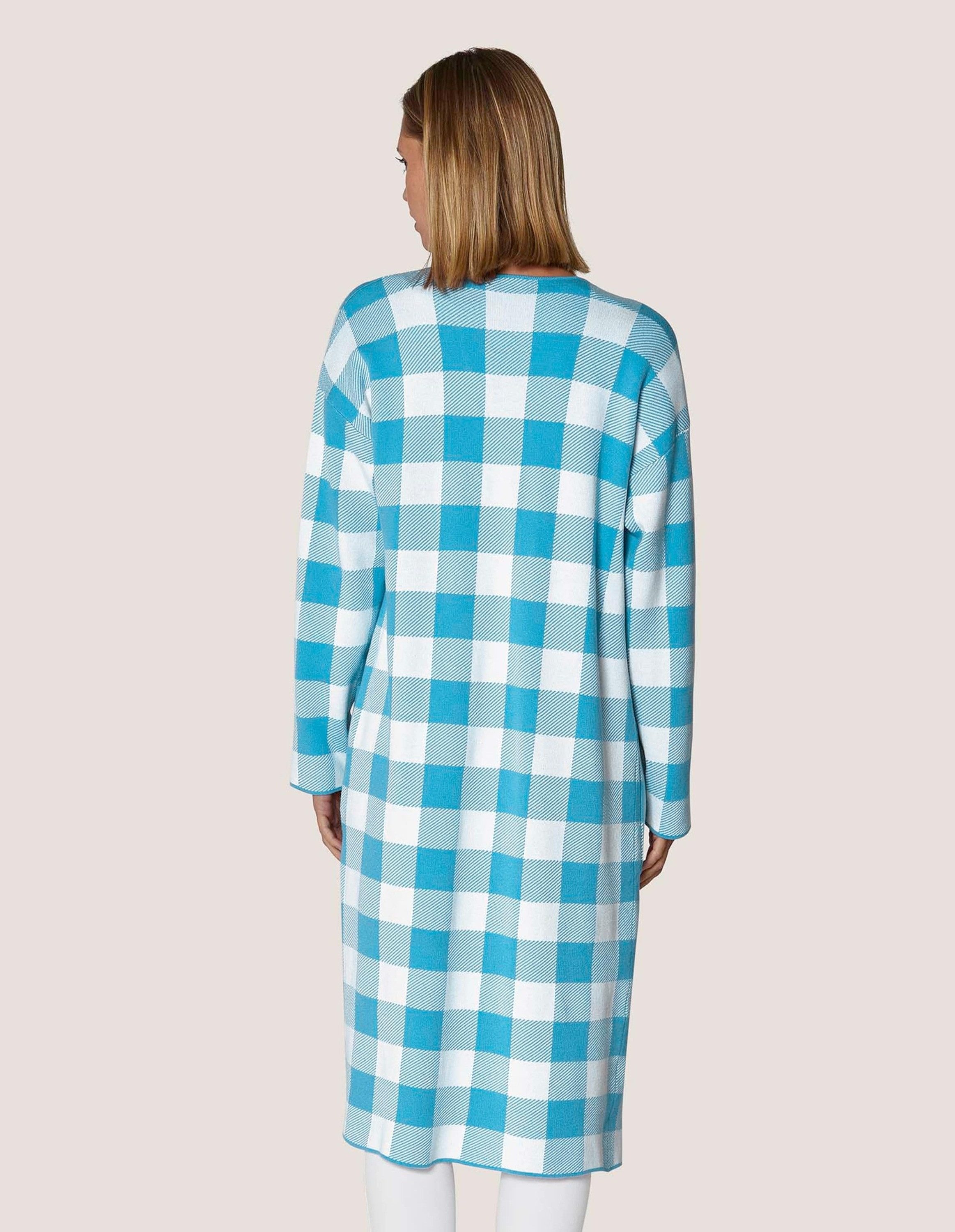 MADELEINE Kurzmantel Karo-Jacquard Mantel, Oversized Modernes Karo-Design, besonderer Kragen, offen tragbar