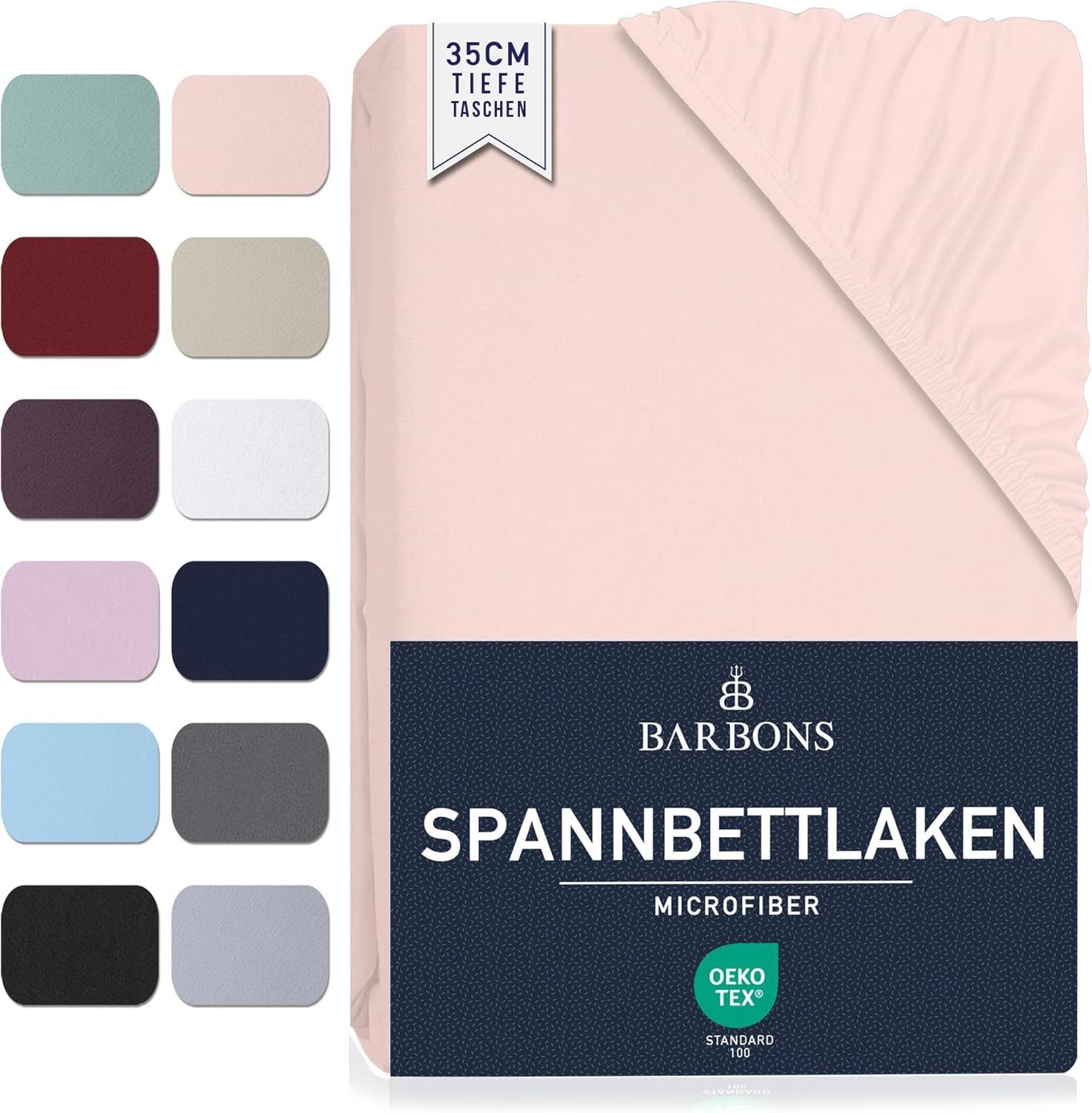 BARBONS Spannbettlaken Mikrofaser Bettlaken, 35 cm Tiefe Spannbetttuch, Gebürstete Polyester, (1 Stück), Topper