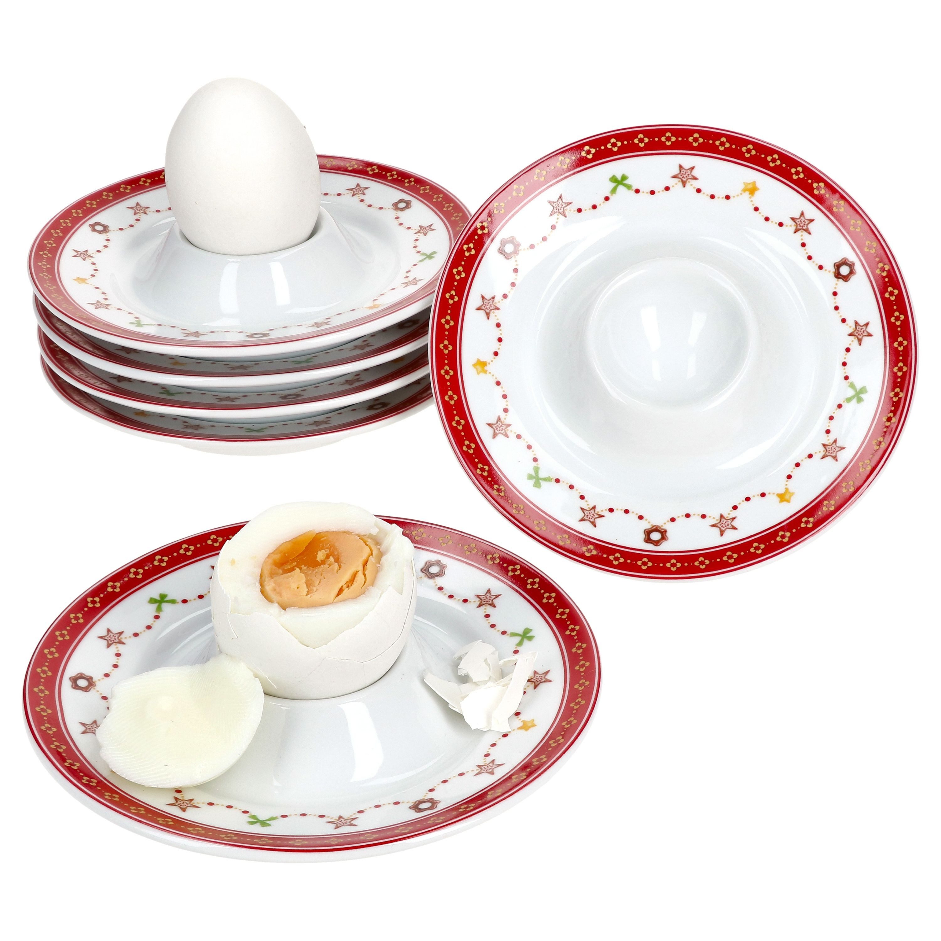 Eierbecher 6x Weihnachtstraum Eierbecher mit Ablage Porzellan 6 Pers. Frühstück