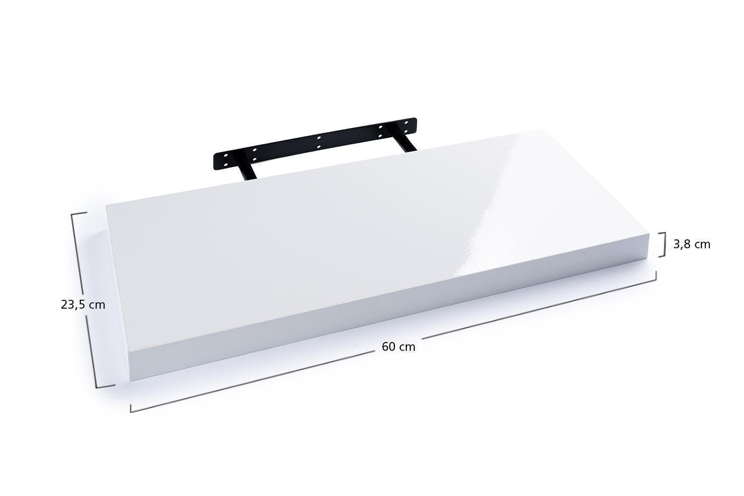 Home4You Wandboard Wandregal mit Halterung, 60cm, 2er Set, Spar-Set – Bild 5 von 5