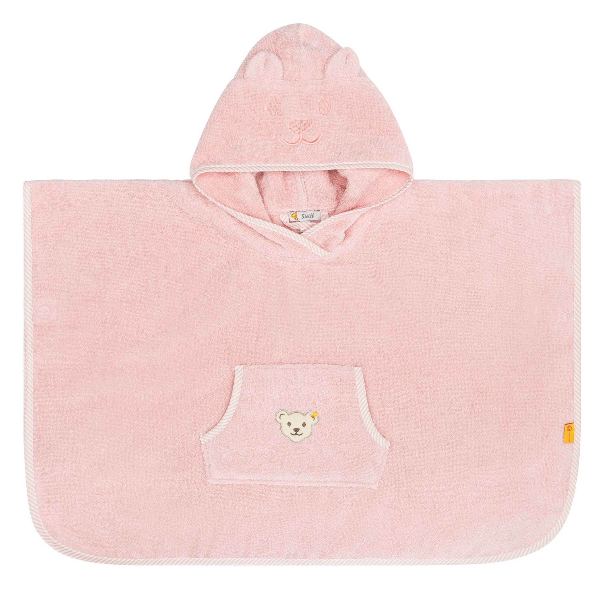 Steiff Bademantel Baby Badeponcho - Kapuze, Teddymotiv, Baumwolle