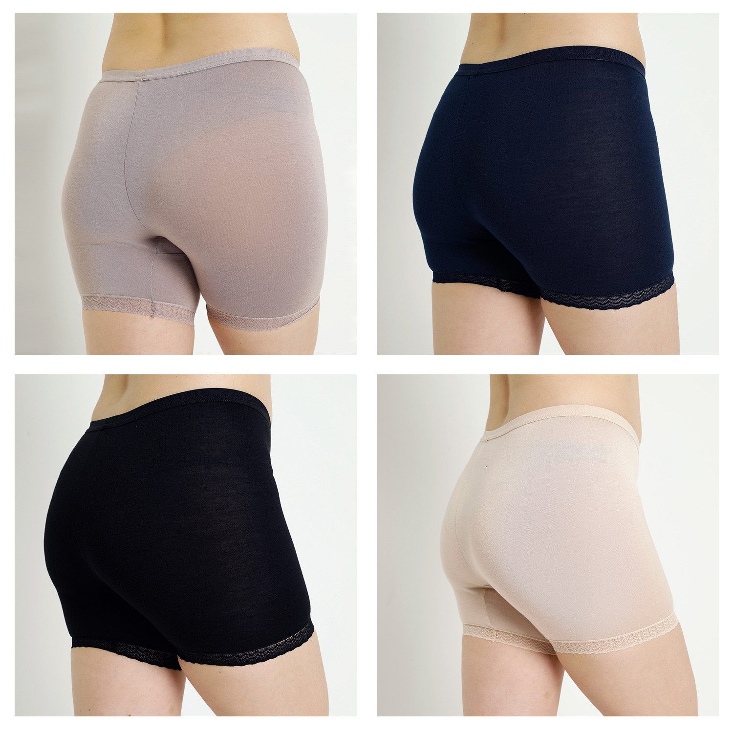 Bongual Pagenschlüpfer Longshorts Unterhose Schlüpfer mit Spitze (4er-Pack) günstig online kaufen