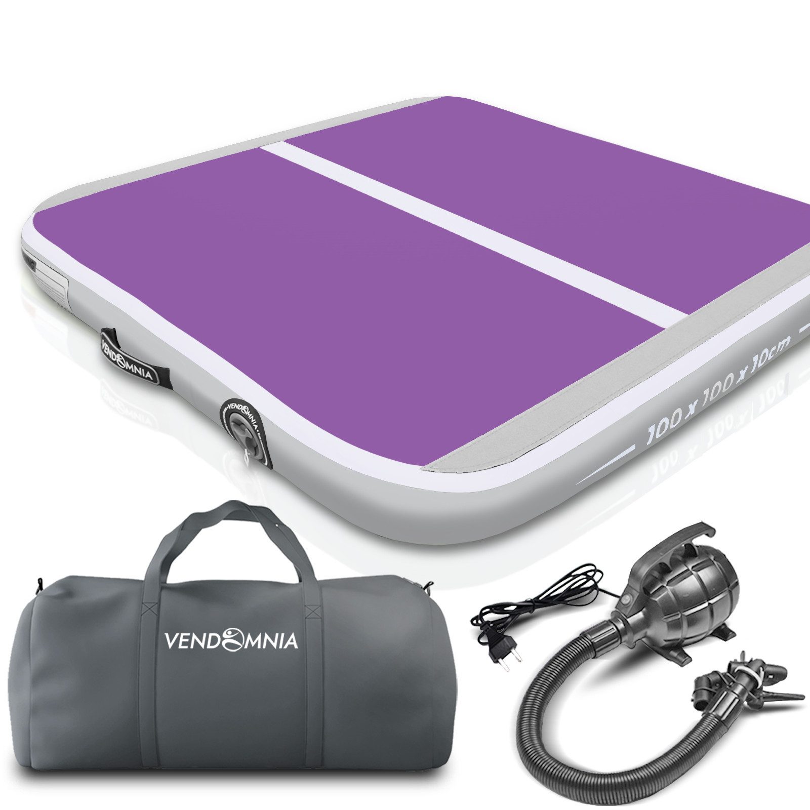 VENDOMNIA Turnmatte AIR Tracking TRACK Matte - aufblasbar, Tumbling Matte (10 cm - 20 cm hoch, mit elektrischer Pumpe, Farbwahl, Größe: 1 2 3 4 m Tumblingmatte, Gymnastikmatte, Turnmatte, Trainingsmatte, Fitnessmatte)