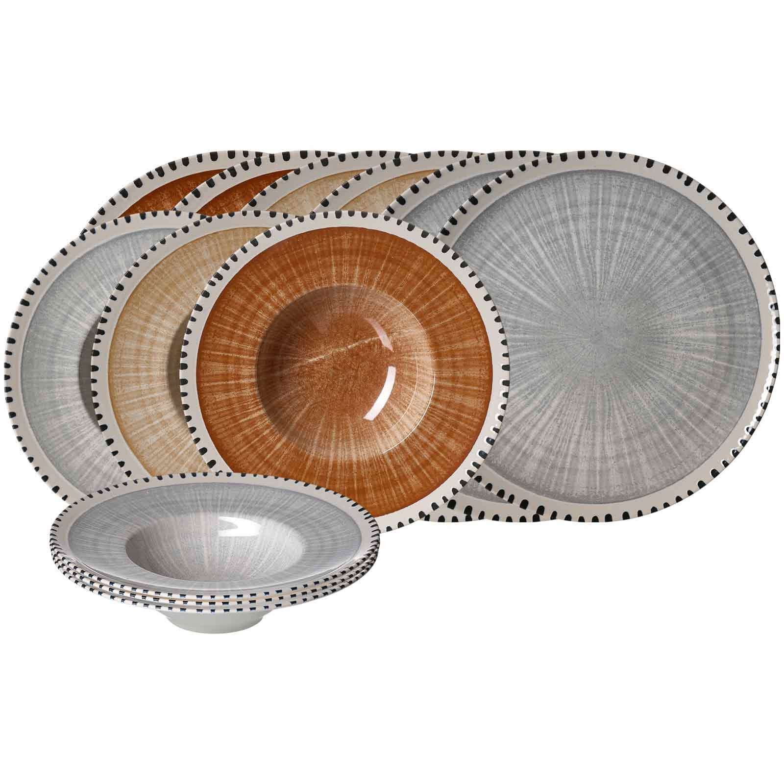Ritzenhoff & Breker Tafelservice Natura Pizza- und Pasta-Set 12er Set (12-tlg), 6 Personen, Steinzeug