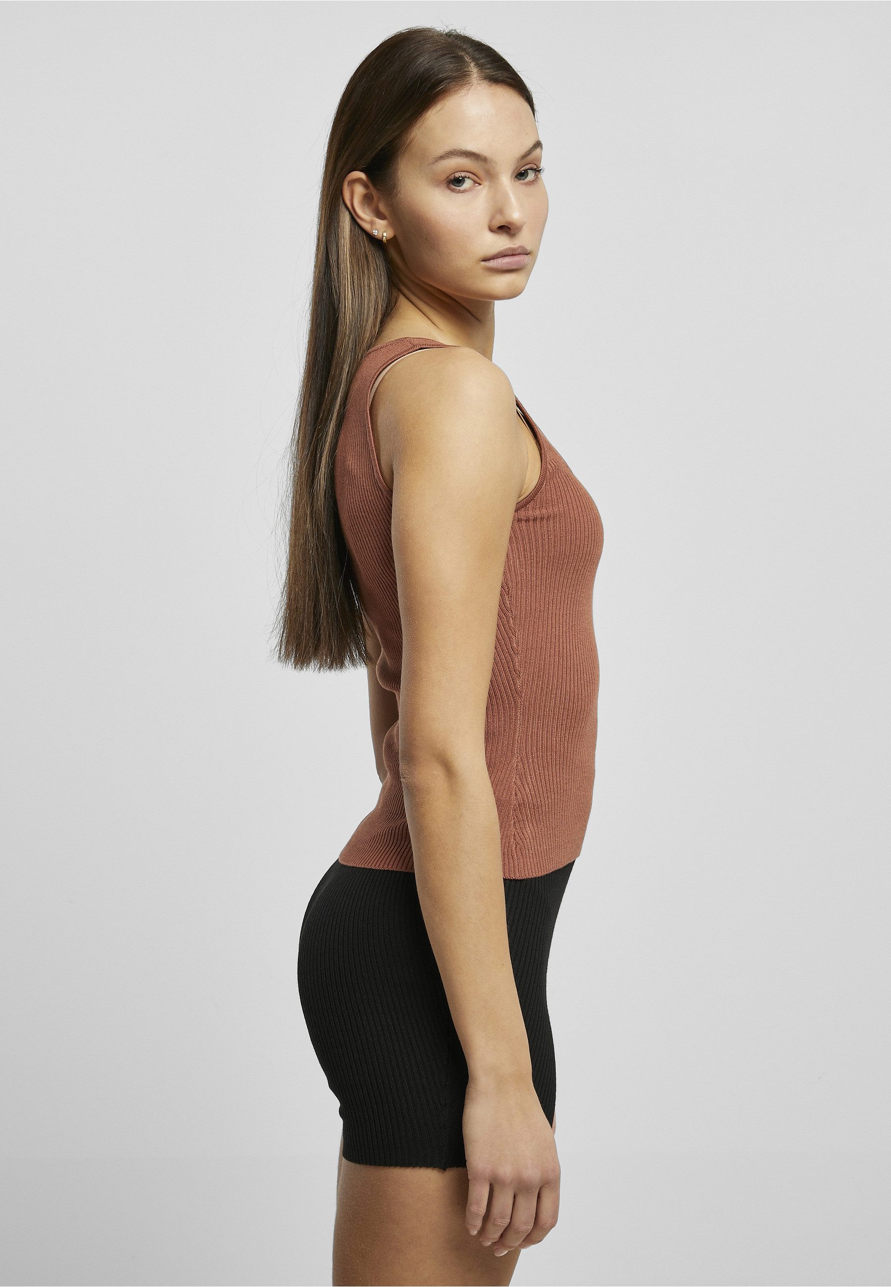URBAN CLASSICS Yoga & Relax Shirt Urban Classics Damen Ladies Rib Knit Asymmetric Top (1-tlg)