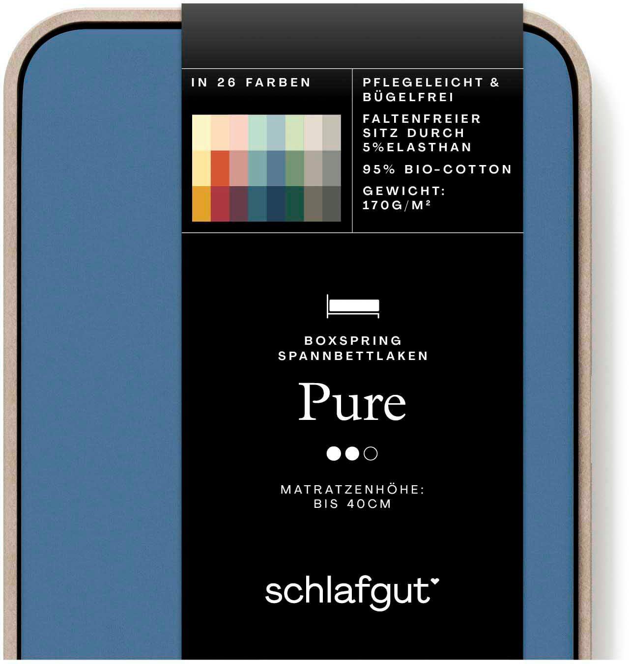 Schlafgut Spannbettlaken PURE BOXSPRING in Gr. 90x200, 140x200 oder 180x200, für Boxspringbett, Jersey-Elasthan, Gummizug: rundum, (1 Stück), aus Bio-Baumwolle, für Matratzen bis 40 cm Höhe, Bettlaken