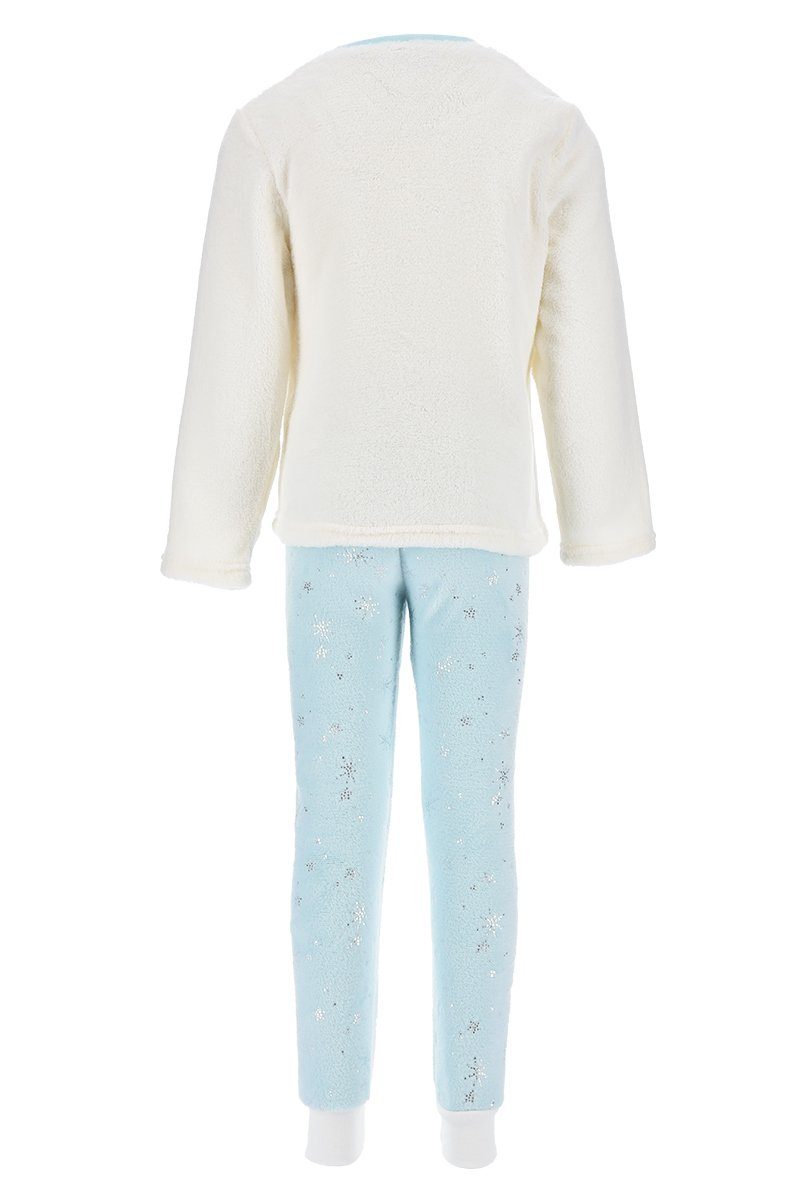 Schlafanzug Pyjama Eiskönigin Disney (2 Schlaf-Hose Frozen Elsa Schlafanzug tlg) Shirt Kinder Mädchen Langarm Weiß + Die Kinder