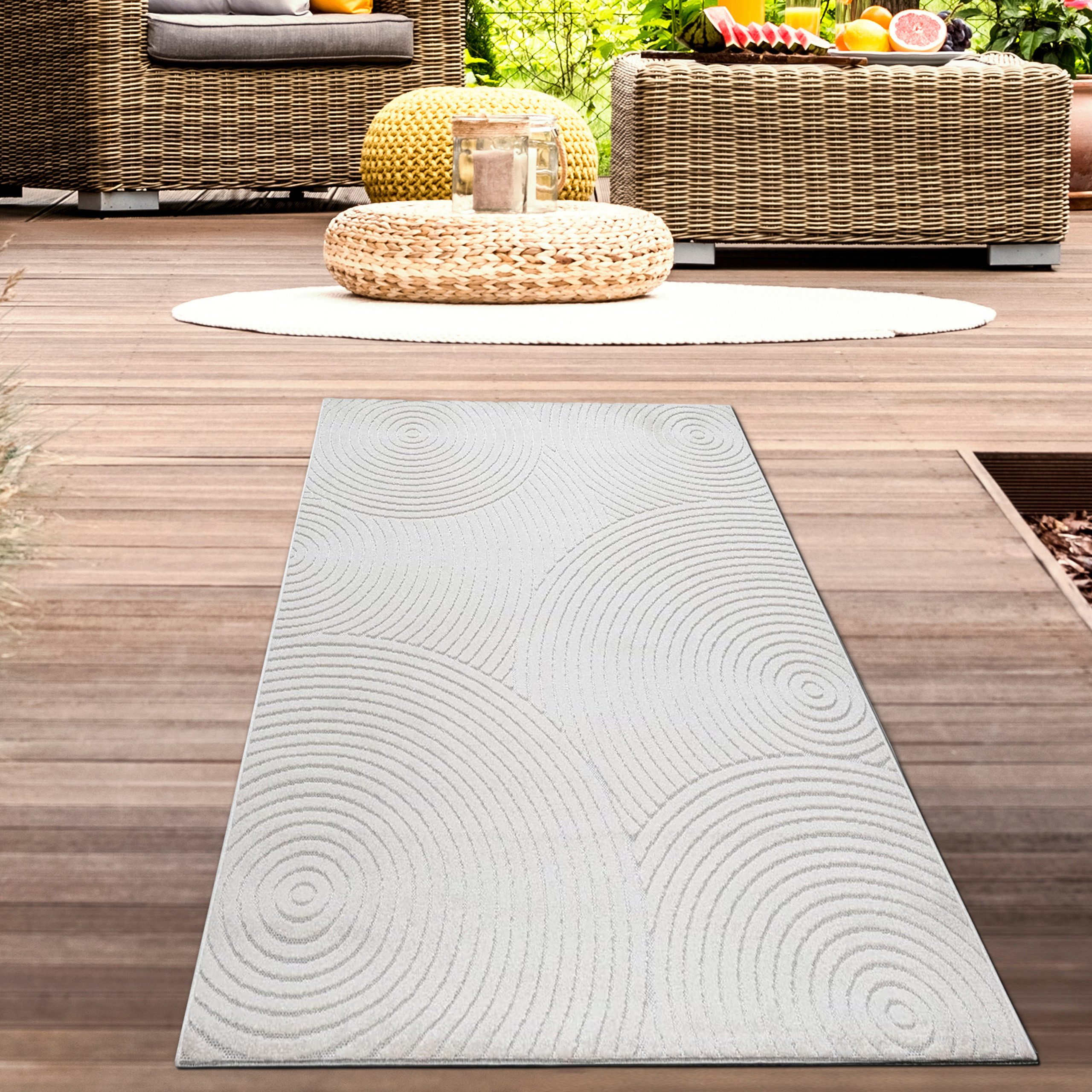Carpetia Outdoorteppich Modernes Musterdesign, rechteckig, Höhe: 5 mm, wetterfest, pflegeleicht, strapazierfähig