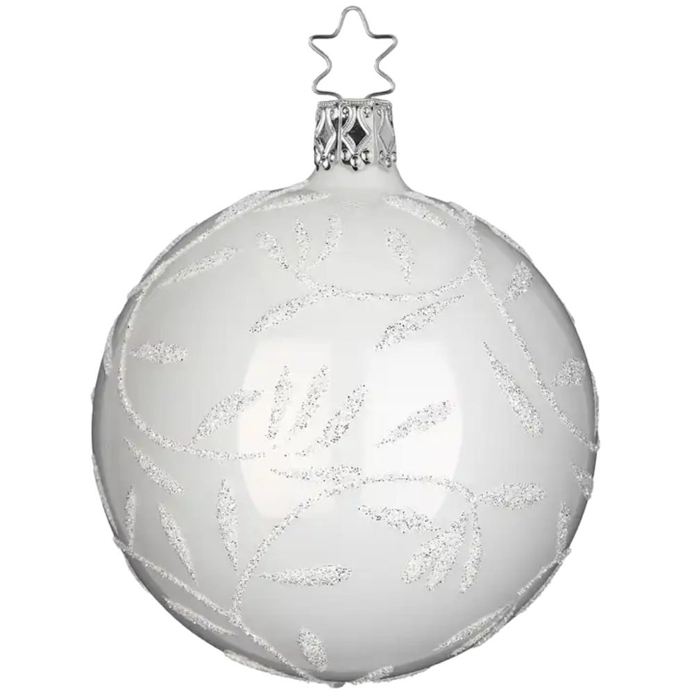 INGE-GLAS® Weihnachtsbaumkugel Christbaumkugel Freudentanz Ø 8cm Porzellanweiß opal Inge-Glas (1 St), mundgeblasen, handbemalt