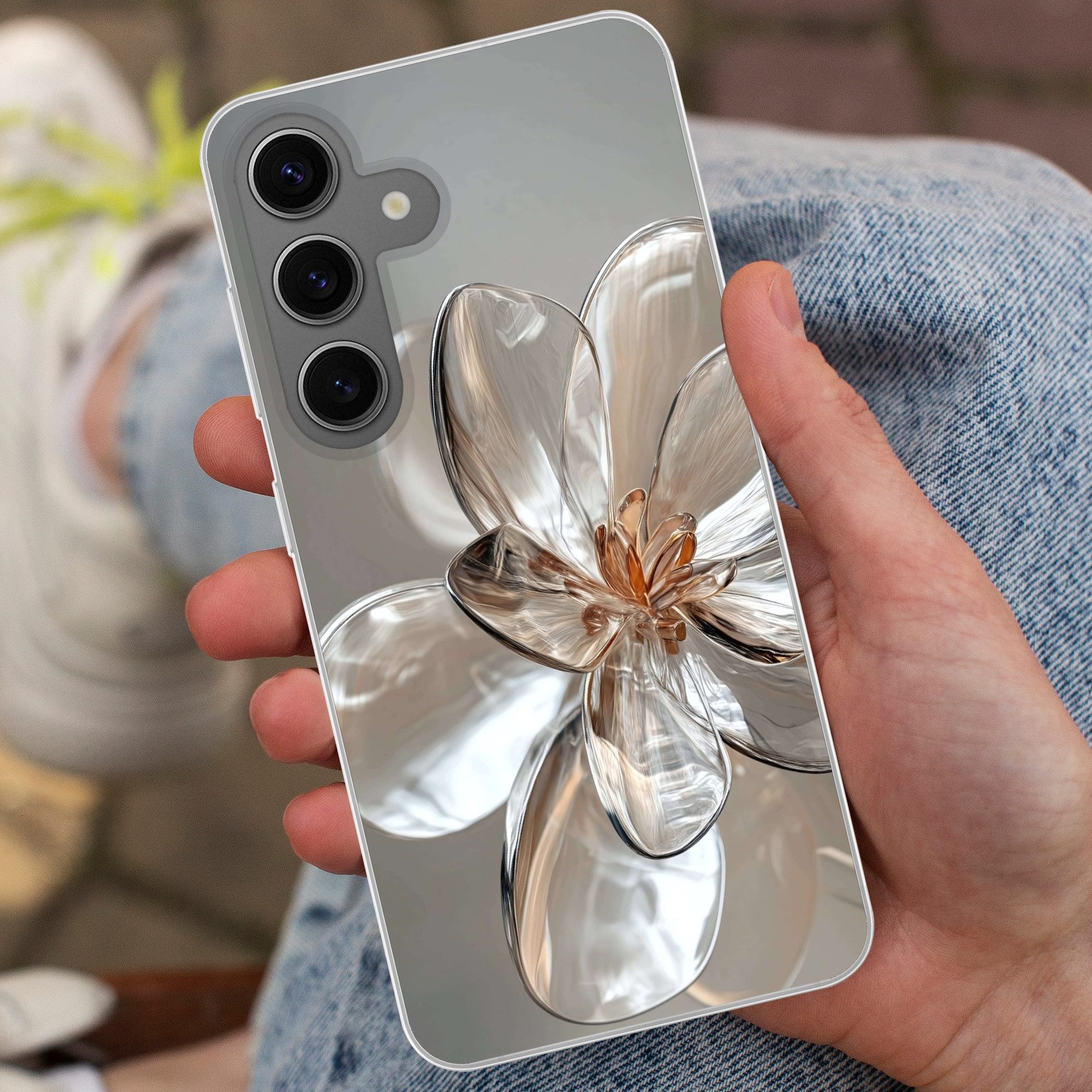 MuchoWow Handyhülle für Samsung Galaxy S24 Blume - Gläser - Transluzent, Phone Case, Silikon, Schutzhülle Dünn