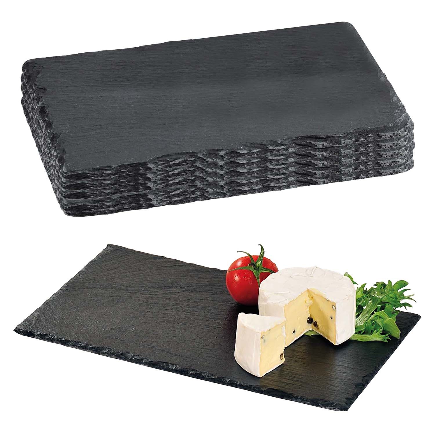 Kesper Servierbrett 5 Stück Buffetplatte aus Schiefer - 30 x 20 cm, Schiefer, (5-St), naturbelassener Rand