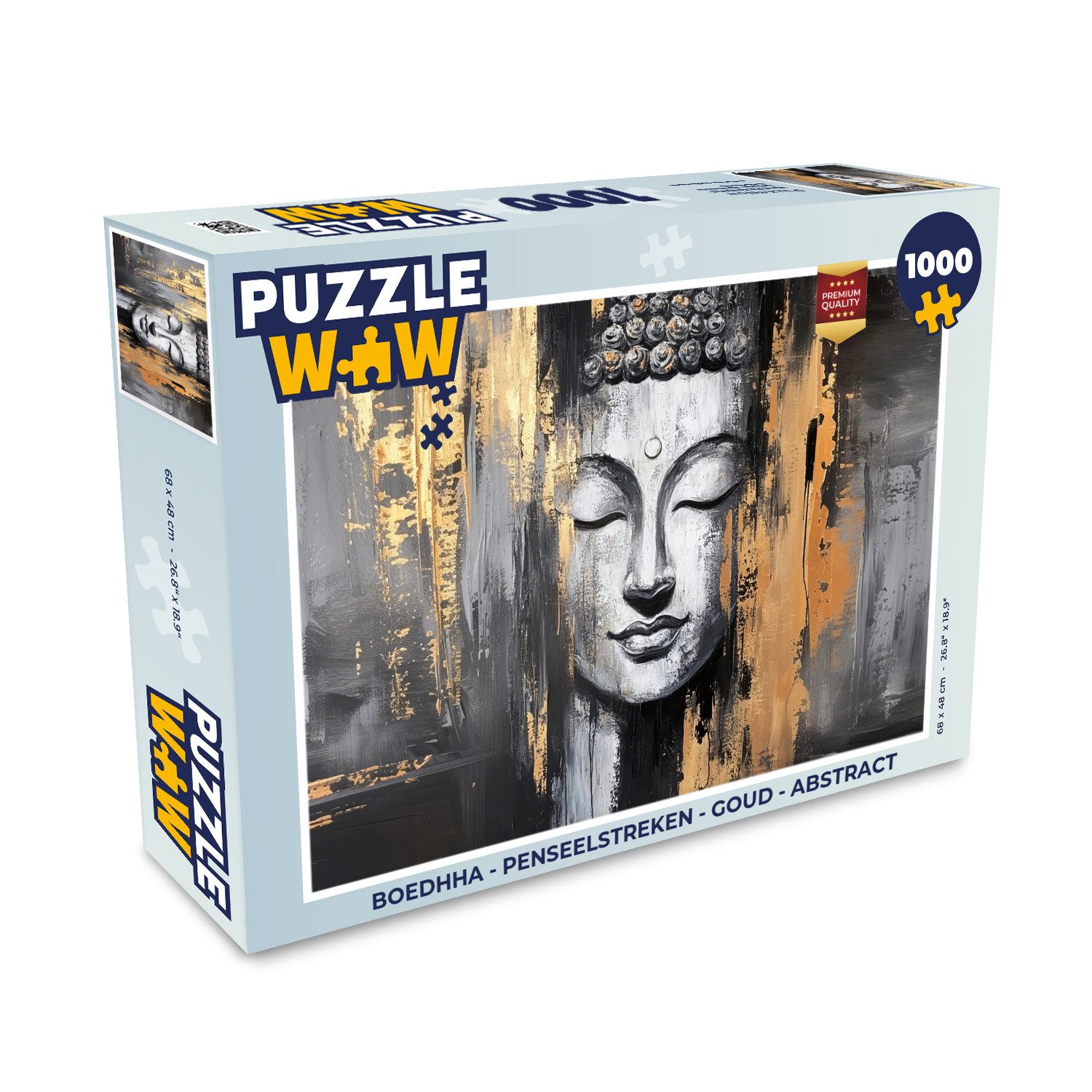 Puzzle Buddha - Pinselstriche - Gold - Abstrakt